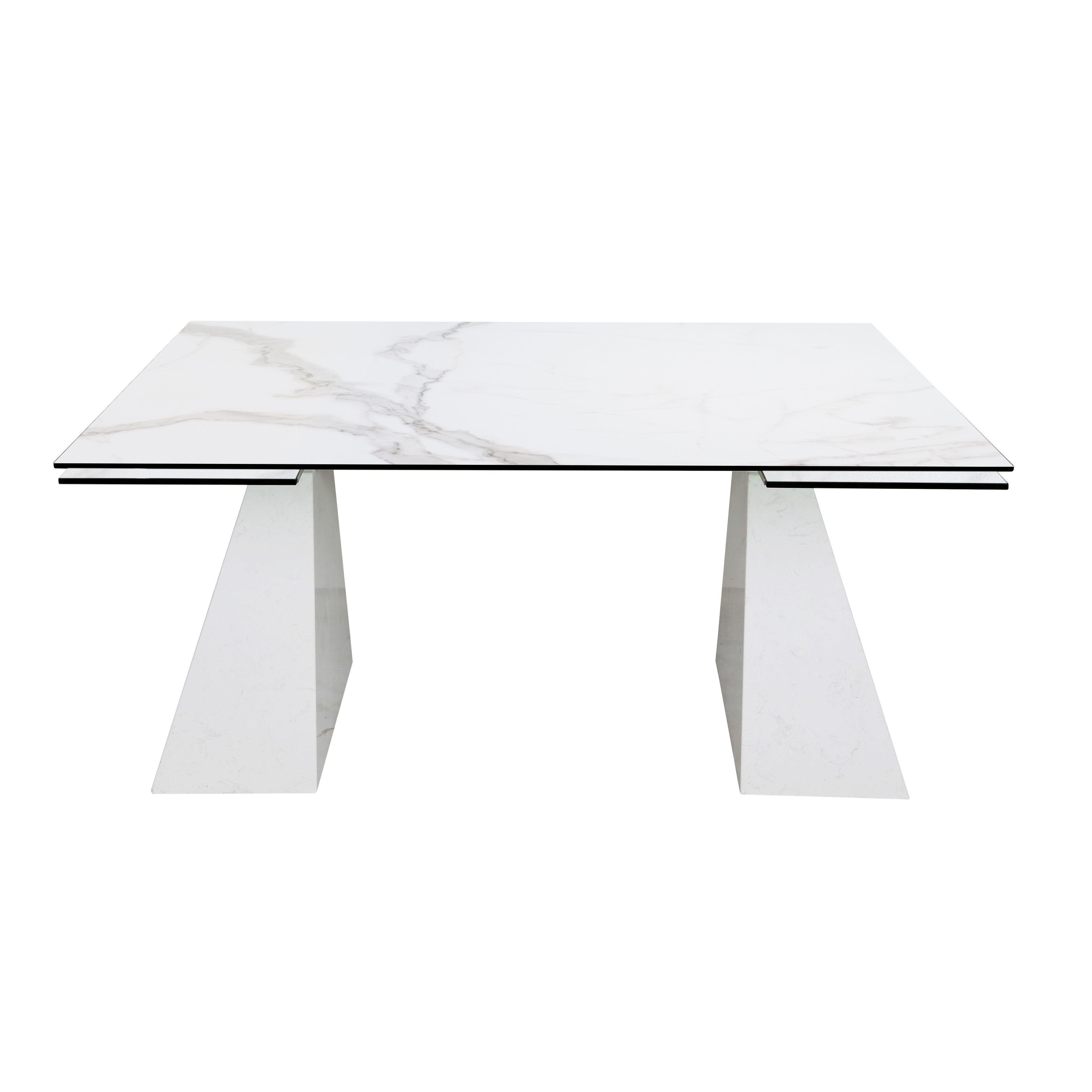 

    
Extendable White Ceramic Quartz Dining Table by VIG Modrest Latrobe
