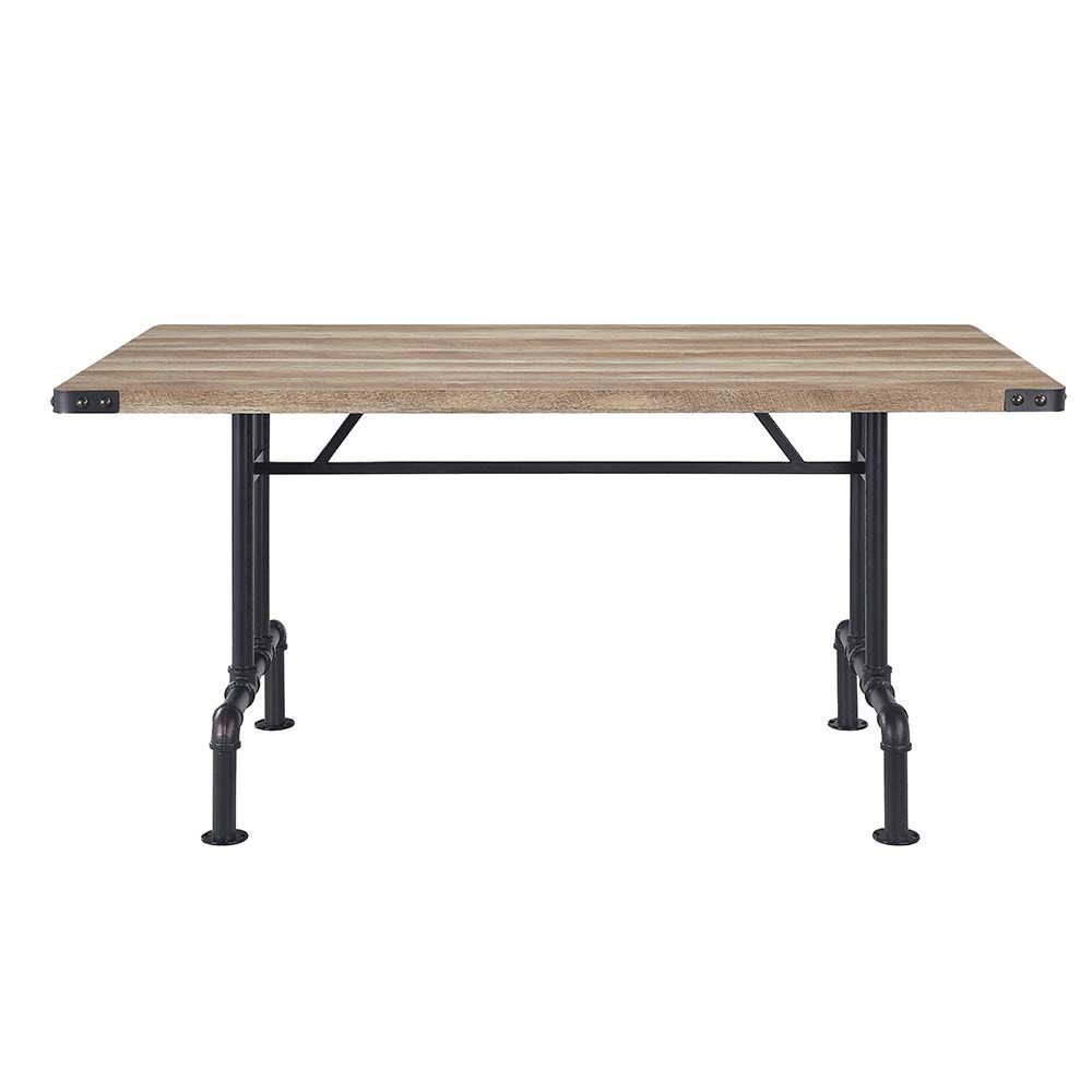 

    
Farmhouse Oak/Sandy Black Composite Wood Dining Table Acme Edina DN01057
