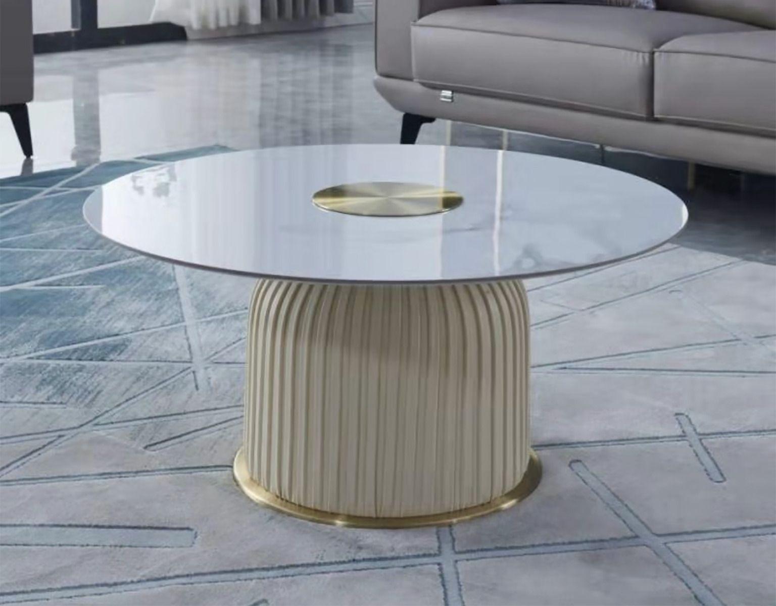 Modern Coffee Table CT-W9306-CRM CT-W9306-CRM in Cream, Natural PU