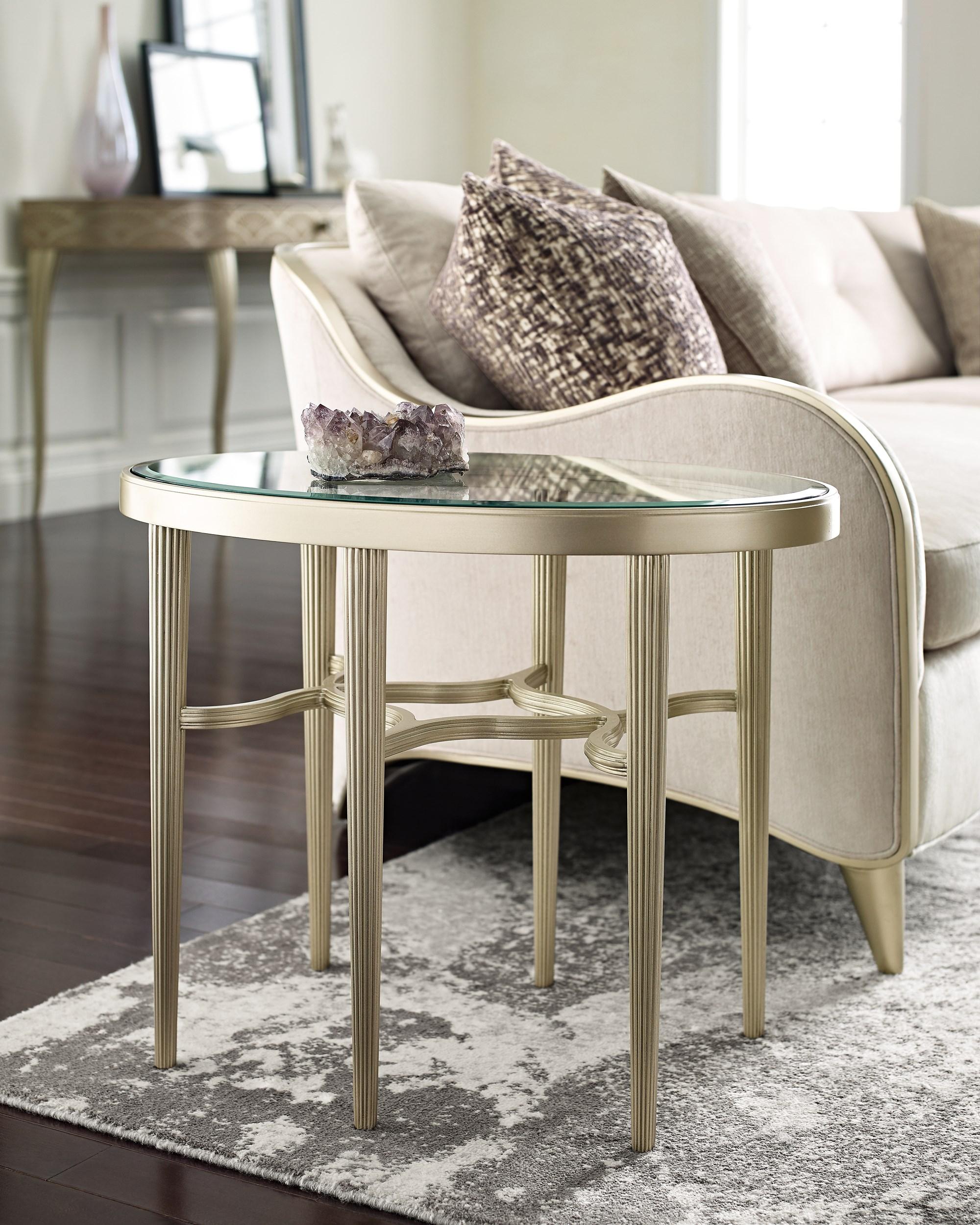 Contemporary End Table LILLIAN C091-020-411 in Taupe, Silver 