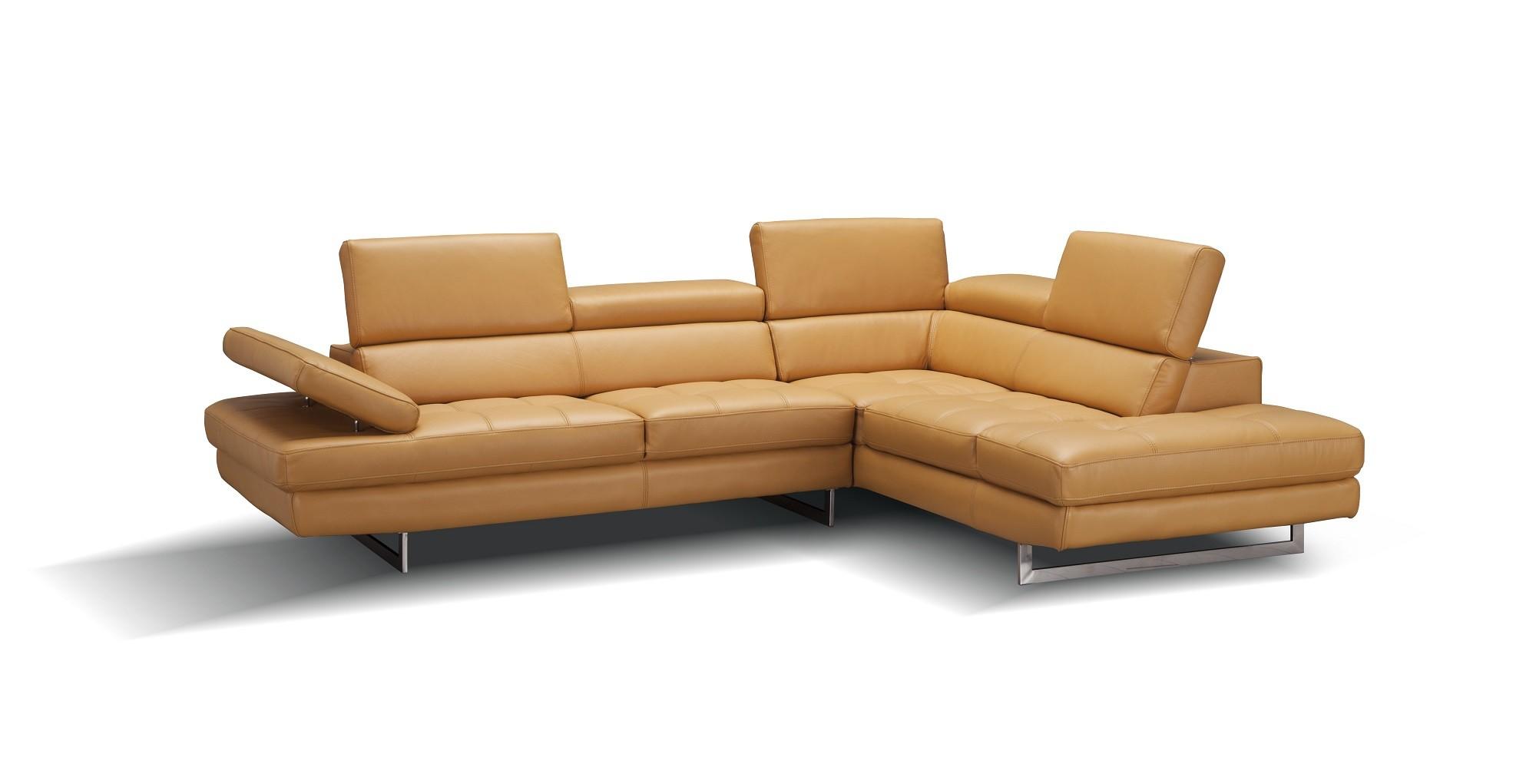 Contemporary Sectional Sofa A761 SKU 178555 in Yellow Italian Leather