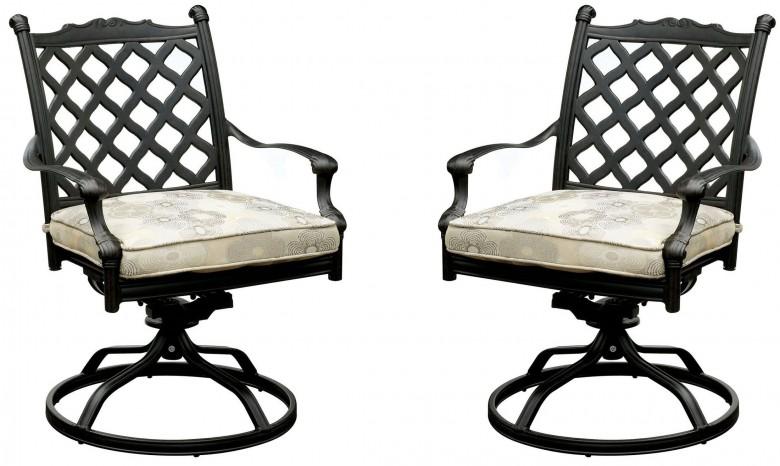 Contemporary, Modern Outdoor Dining Chair Chiara I CM-OT2303-RC-2PK in Bronze, Floral Fabric