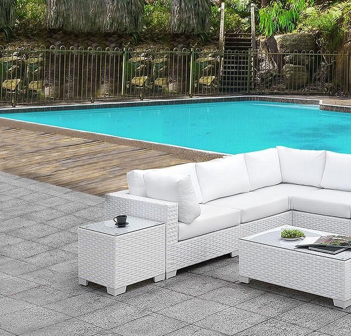 

    
Contemporary White Faux Wicker Outdoor Sectional Set 2pcs Furniture of America CM-OS2128WH-SET2 Somani

