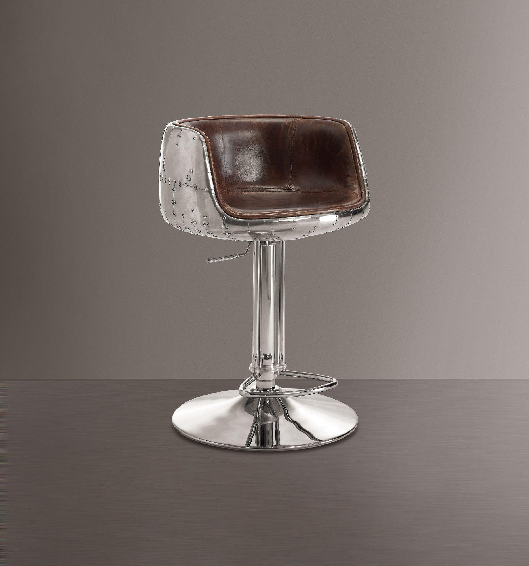 Casual, Transitional Bar Stool Gabriel BS557 in Brown Geniune Leather