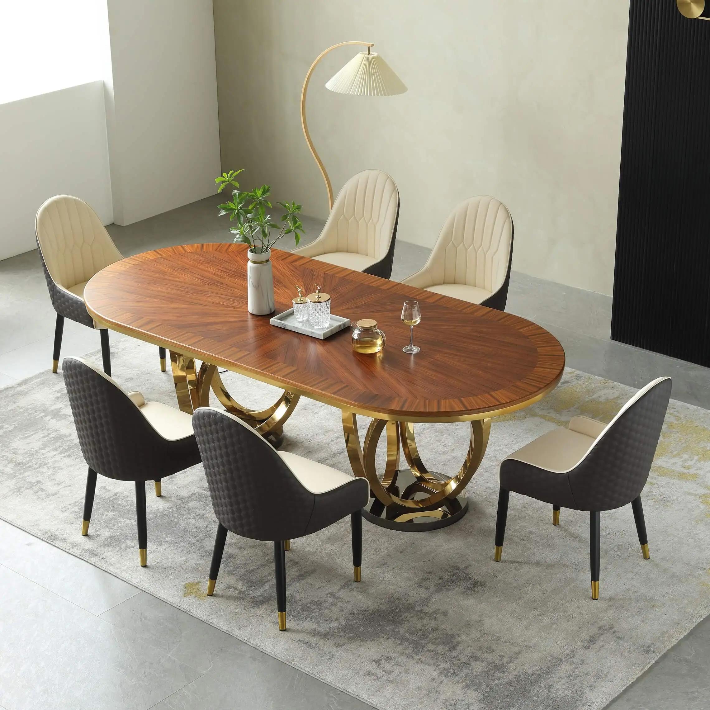 

    
Oval Dining Set 7Pcs w/ Beige & Chocolate Chairs GALAXY EUROPEAN FURNITURE
