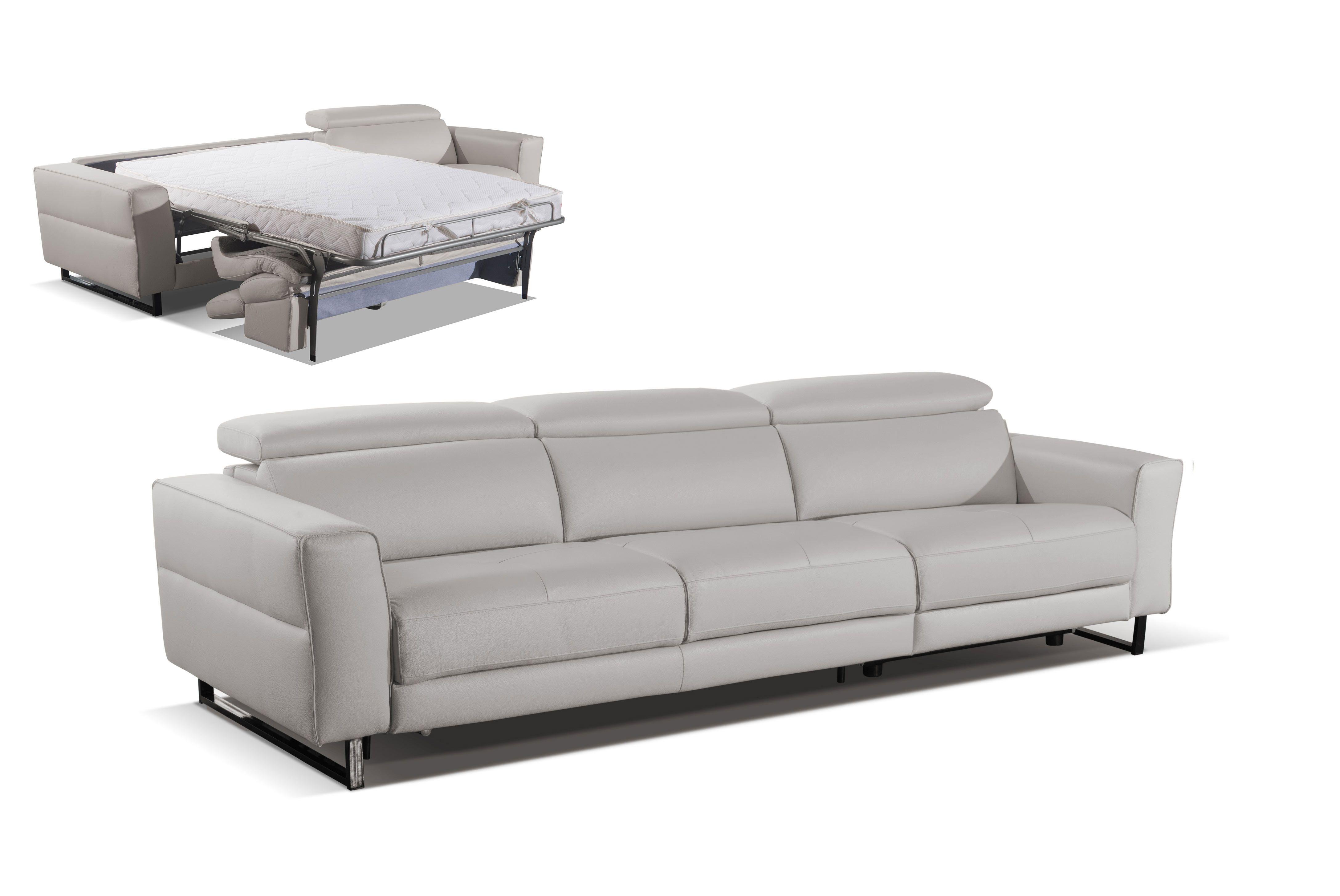 

    
Genuine Italian Leather Grey/White Sofa Bed w/Recliner Accenti Italia Snooker
