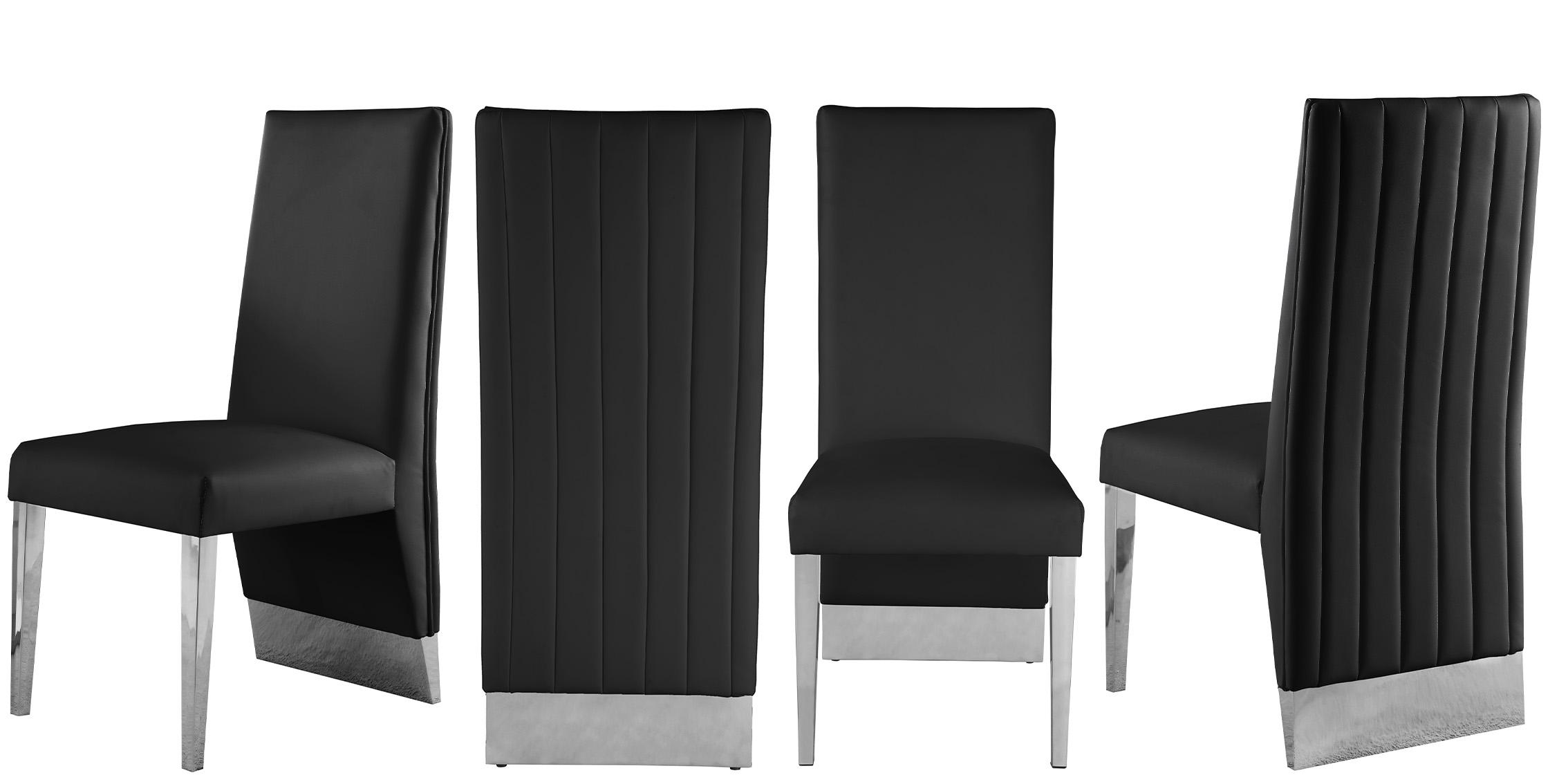 

    
Glam Black Velvet & Chrome Dining Chair Set 4 PORSHA 750Black Meridian Modern
