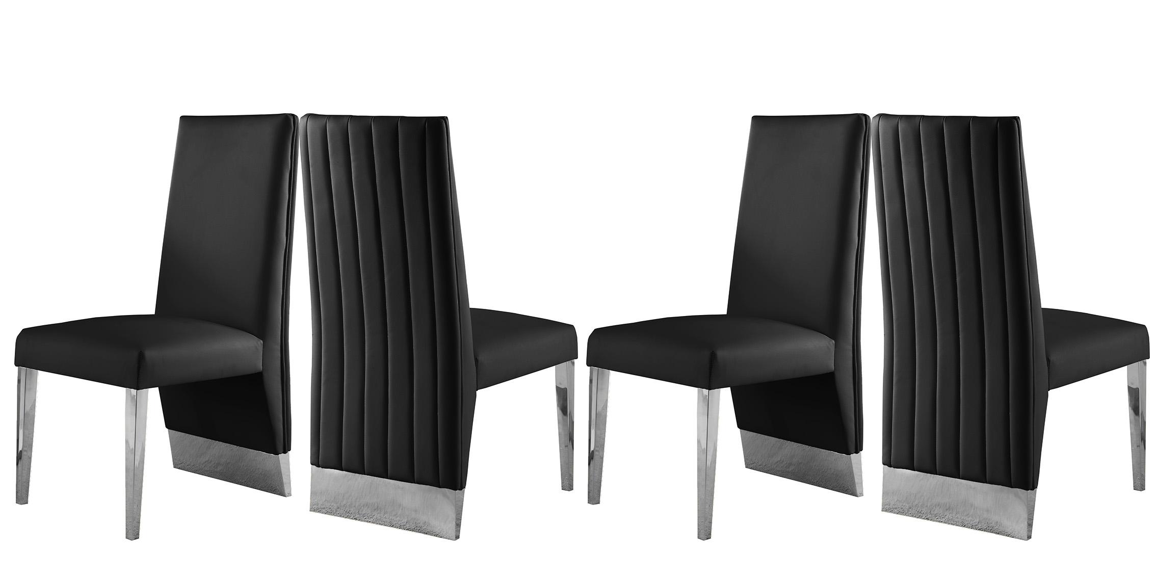 

    
Glam Black Velvet & Chrome Dining Chair Set 4 PORSHA 750Black Meridian Modern
