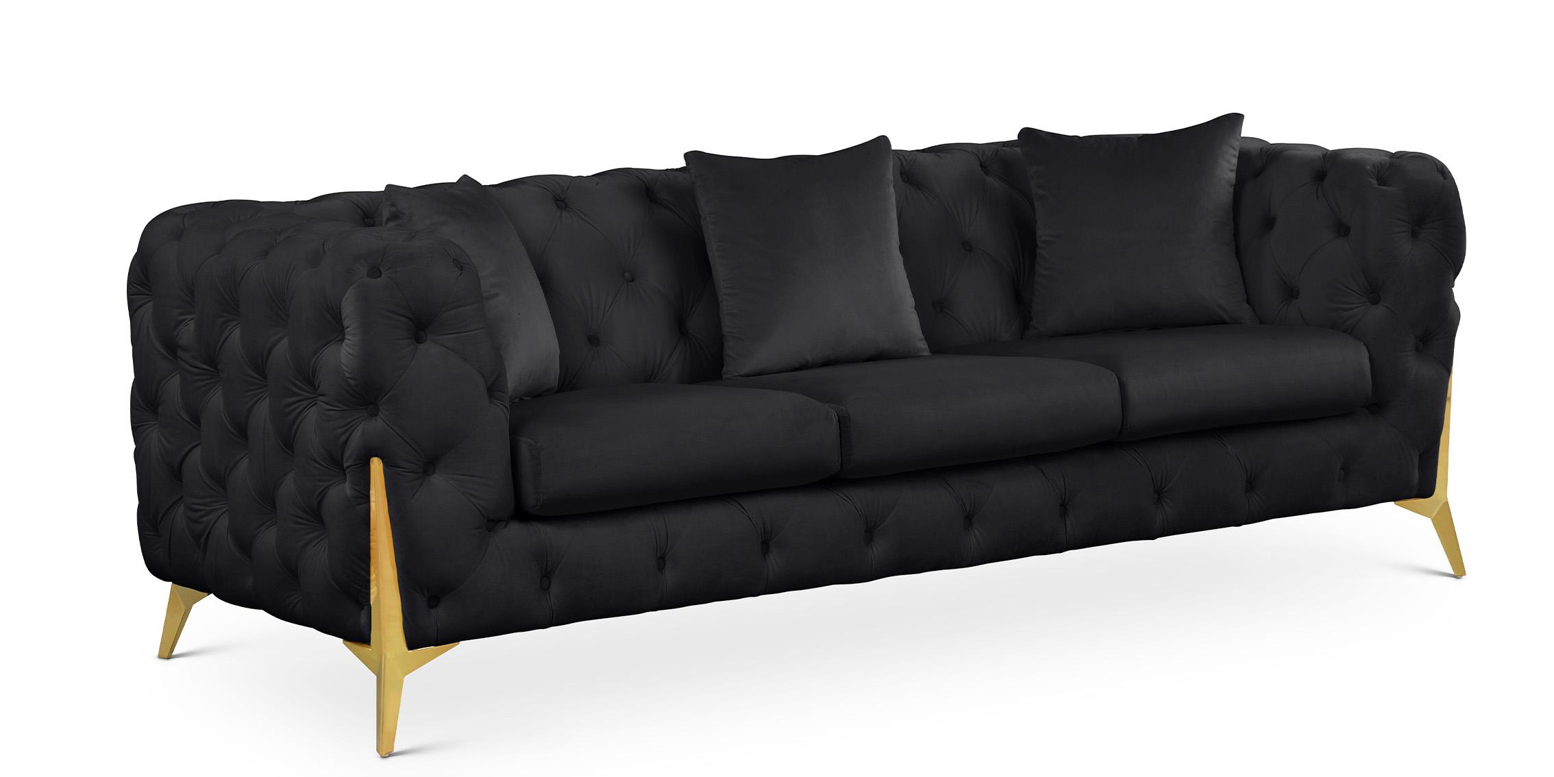 Contemporary, Modern Sofa KINGDOM 695Black-S 695Black-S in Black Velvet