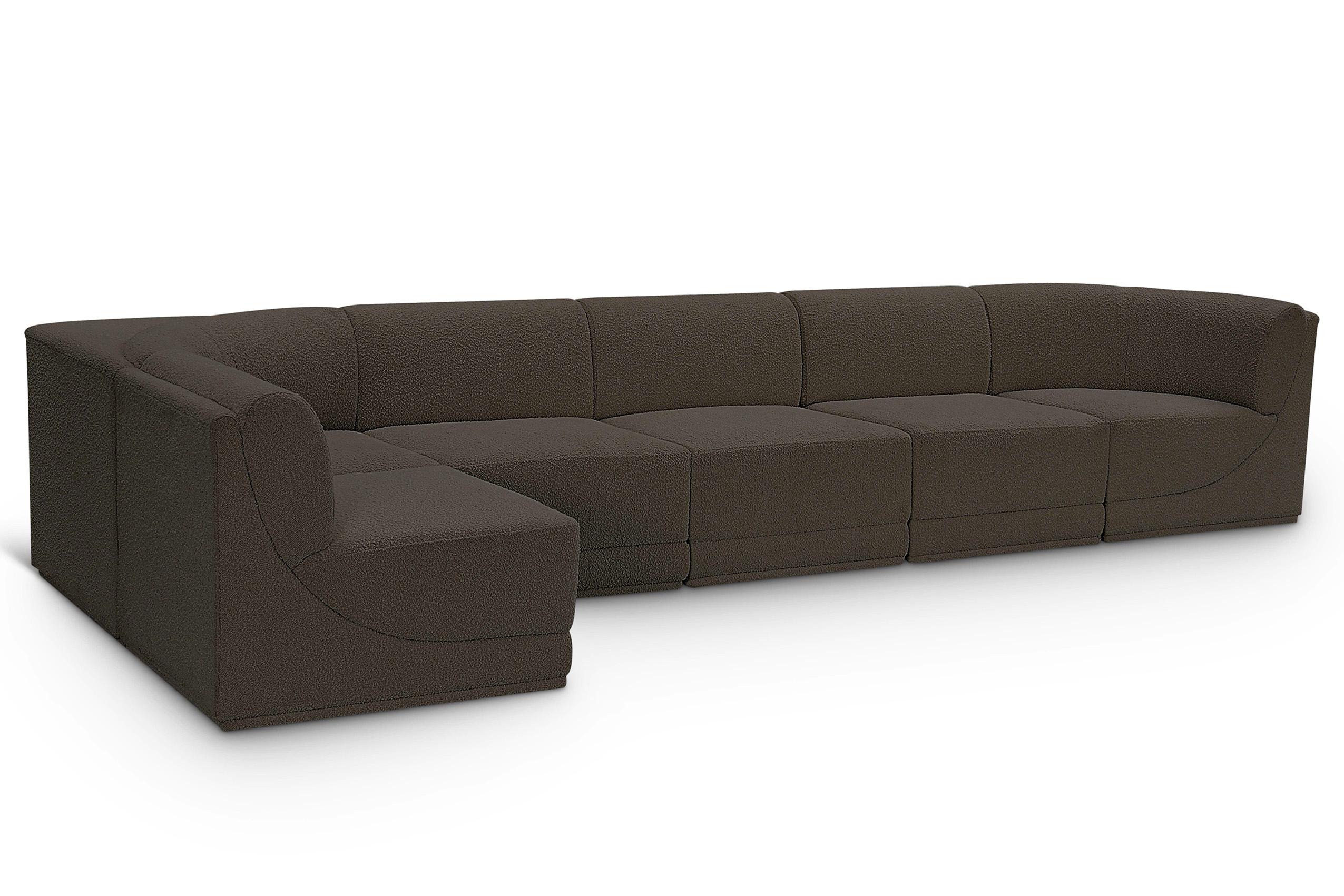 Contemporary, Modern Modular Sectional Ollie 118Brown-Sec6A 118Brown-Sec6A in Brown 