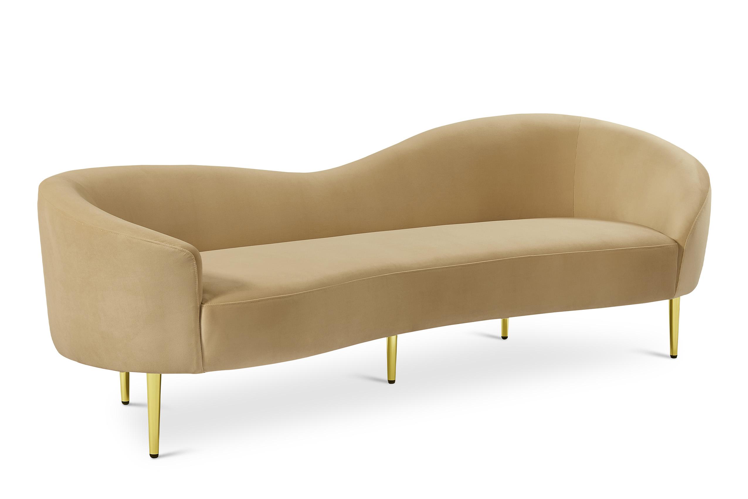 

    
Glam Camel Velvet Sofa RITZ 659Camel-S Meridian Contemporary Modern
