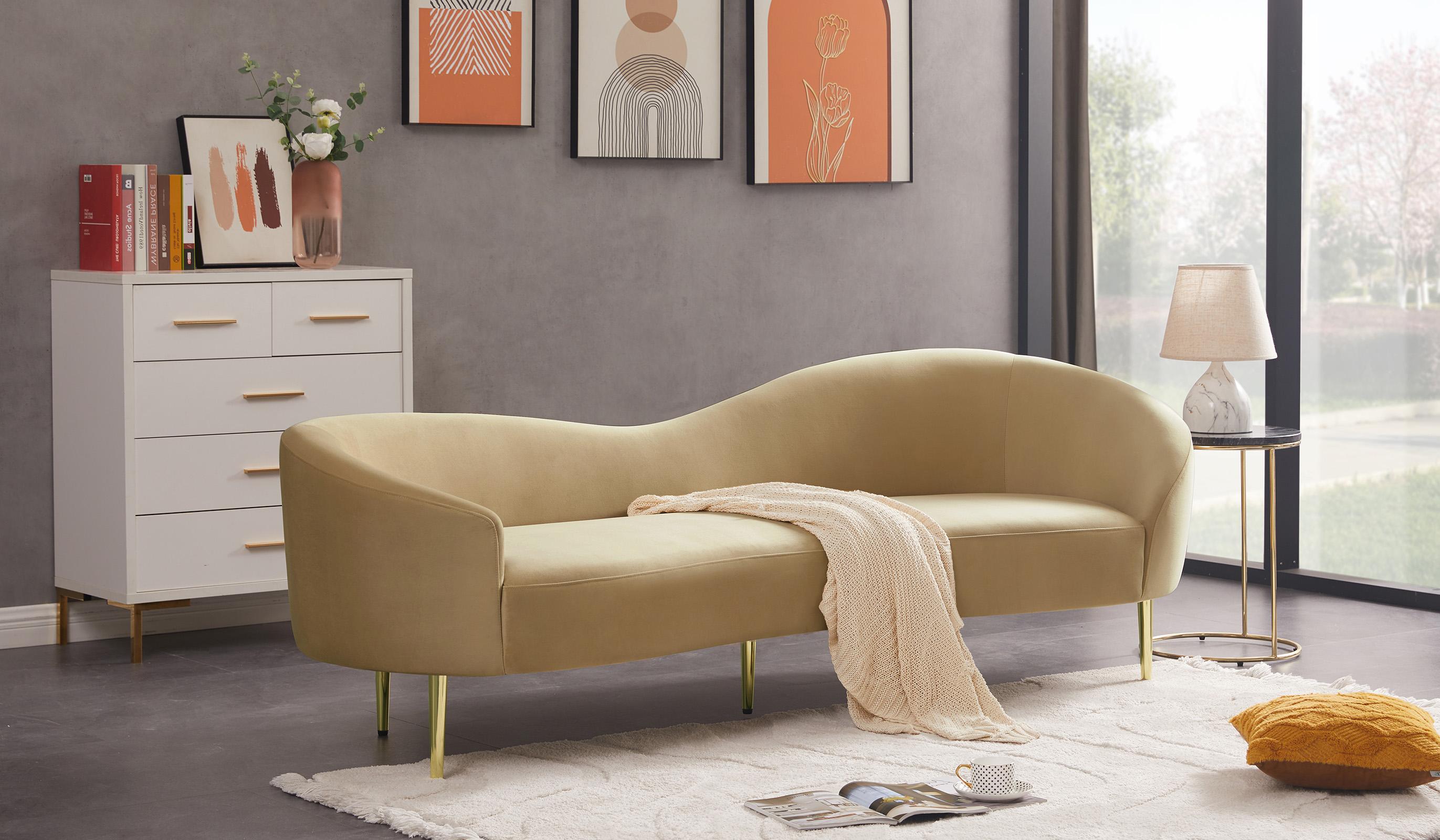 

    
Glam Camel Velvet Sofa RITZ 659Camel-S Meridian Contemporary Modern
