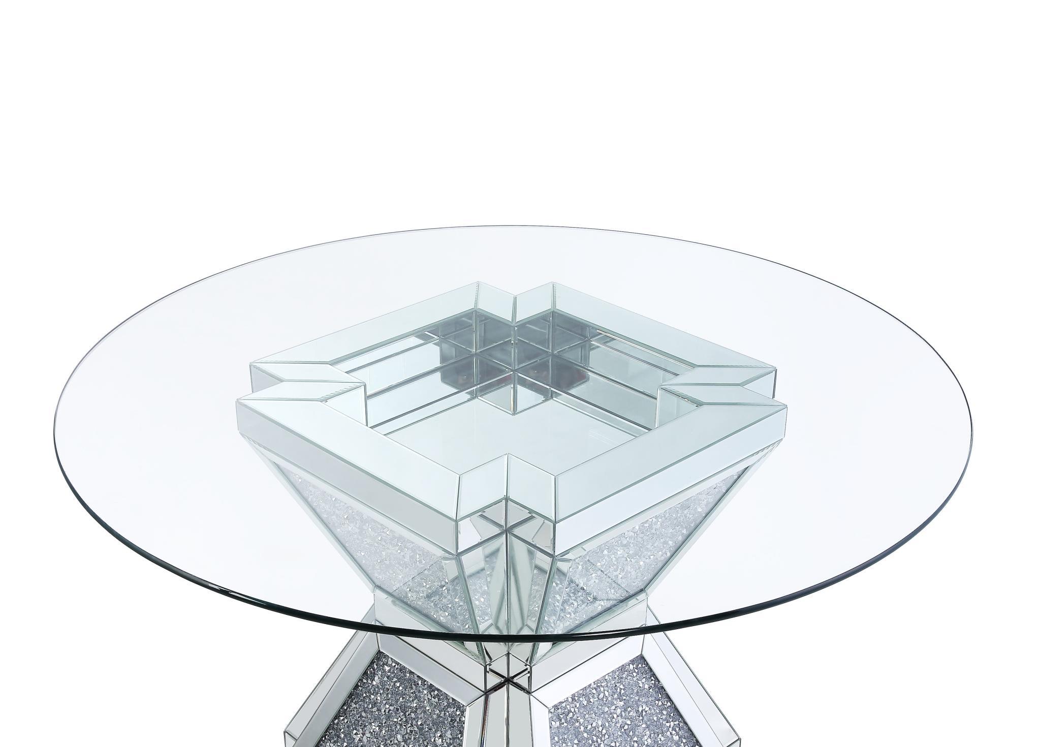

    
Acme Furniture Noralie Dining Table Mirrored/Silver 72960
