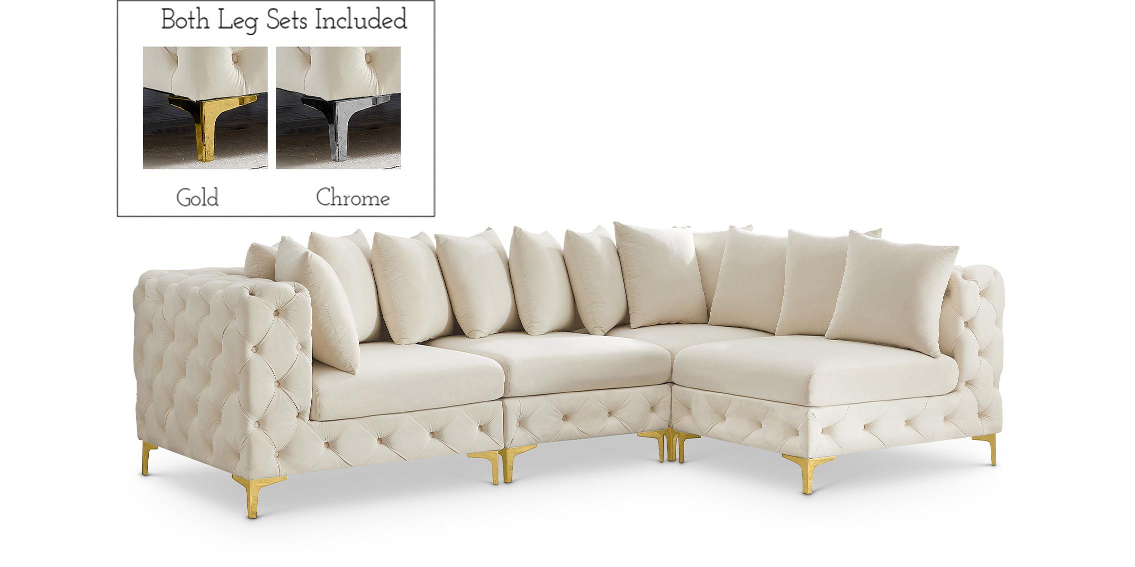 Contemporary Modular Sectional Sofa TREMBLAY 686Cream-Sec4A 686Cream-Sec4A in Cream Velvet