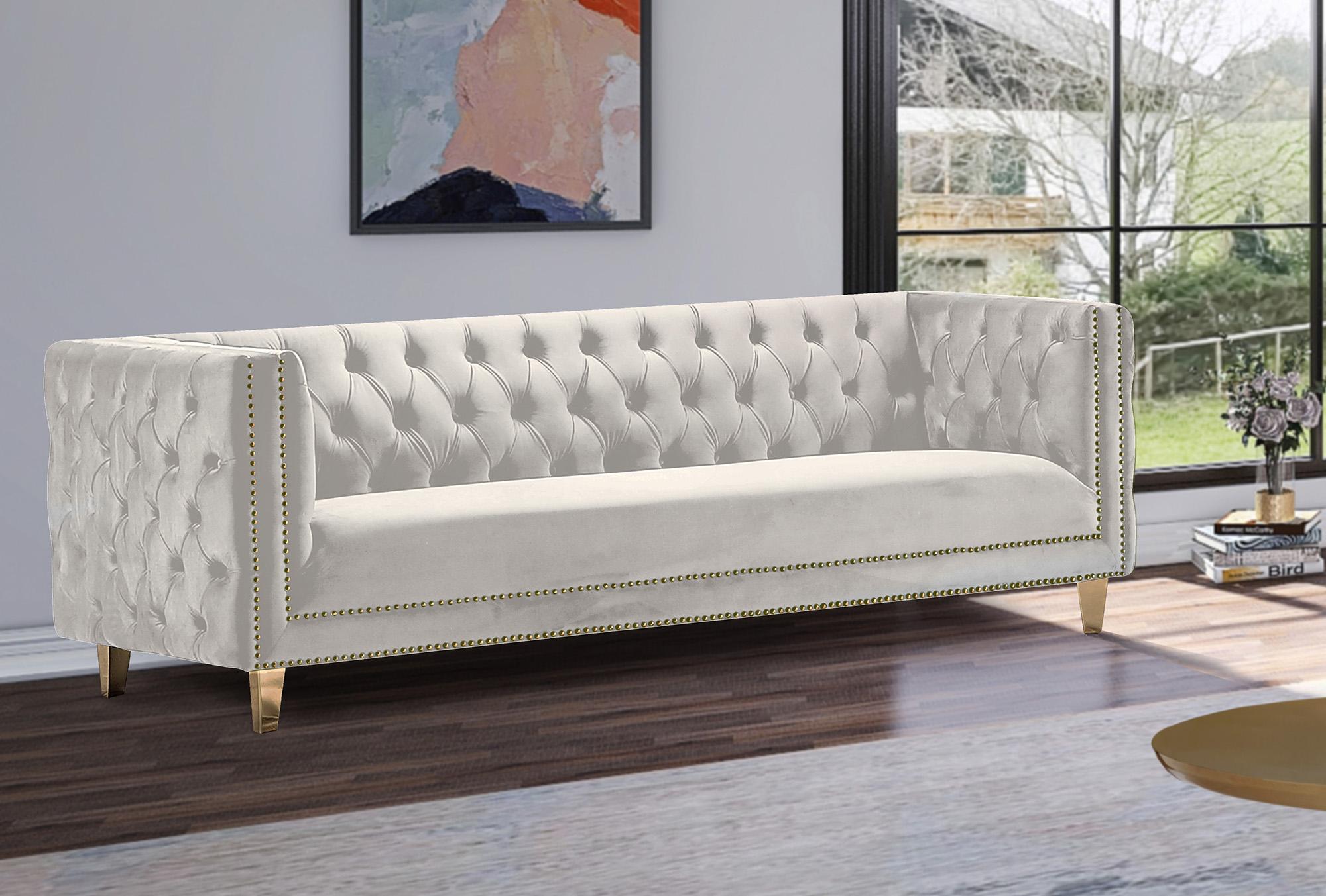 

    
 Shop  Glam Cream Velvet Sofa Set 3Pcs MICHELLE 652Cream Meridian Contemporary Modern
