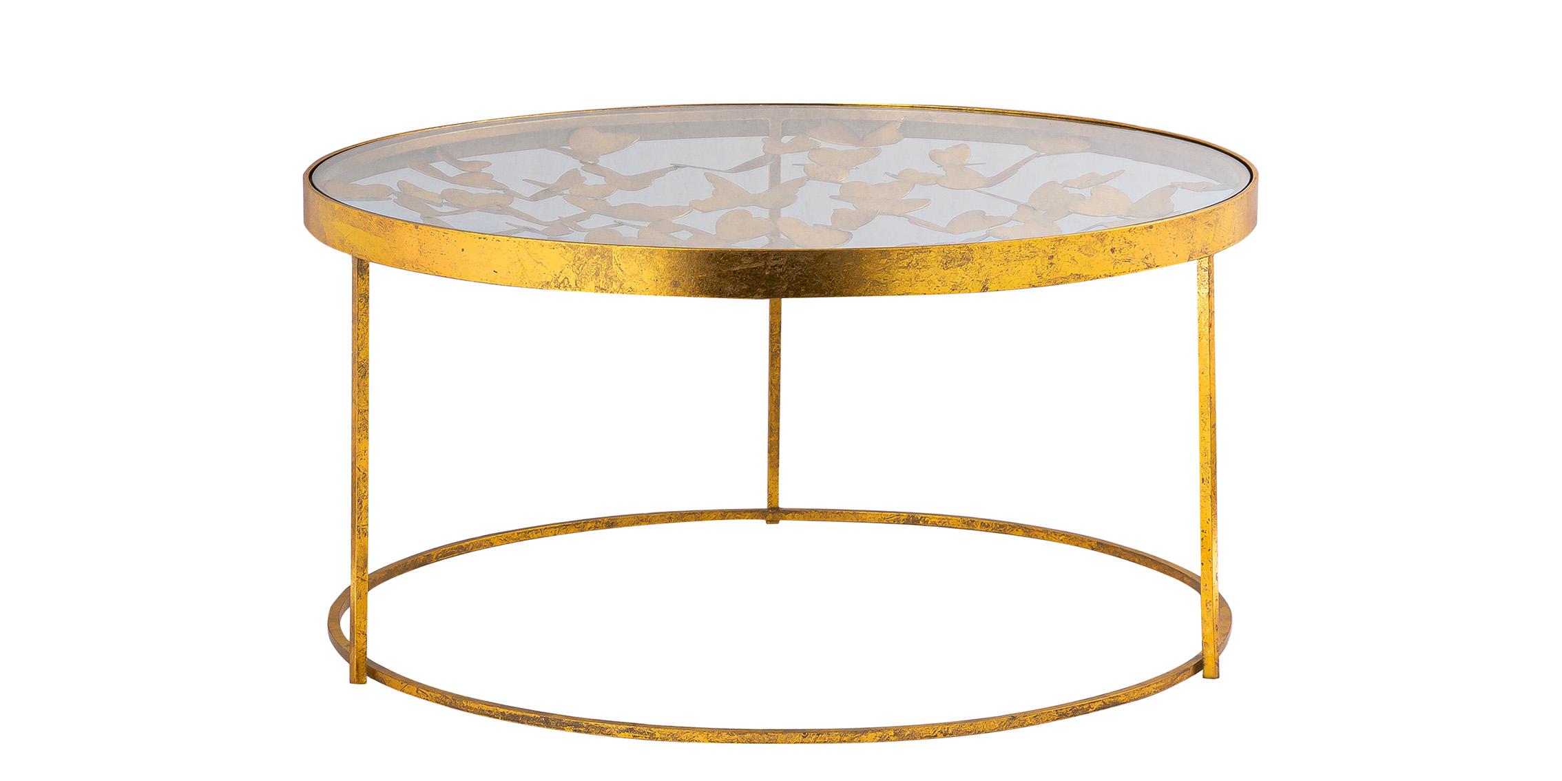 

    
 Order  Glam Gold Foil & Glass Top Coffee Table Set 4Pcs BUTTERFLY 470-C Meridian Modern
