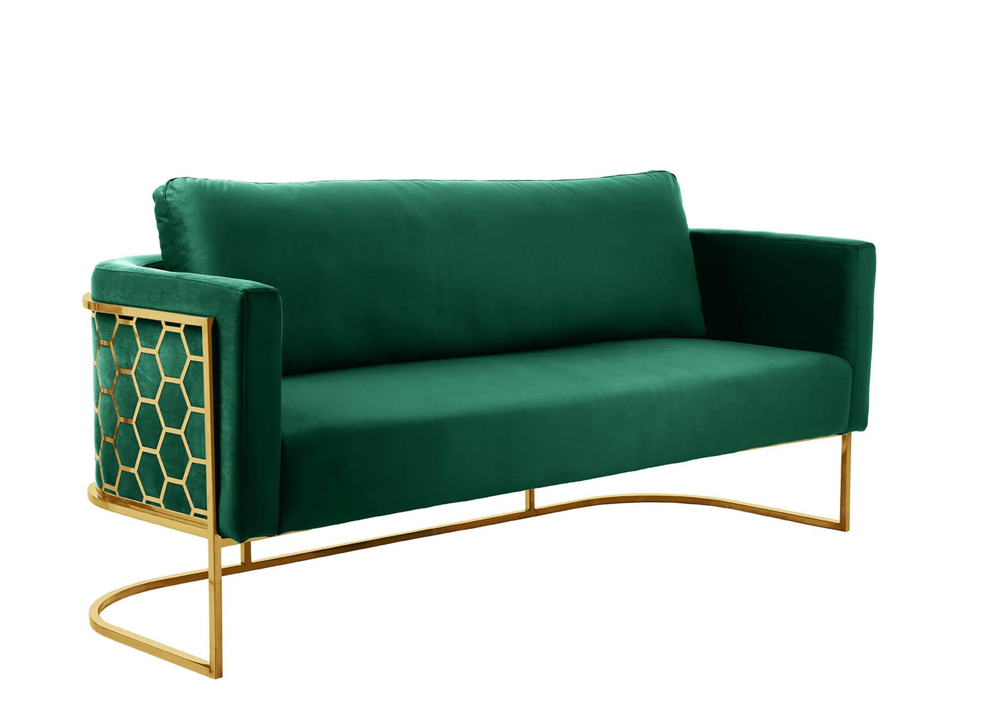 Contemporary Sofa CASA 692Green-S 692Green-S in Green, Gold Velvet