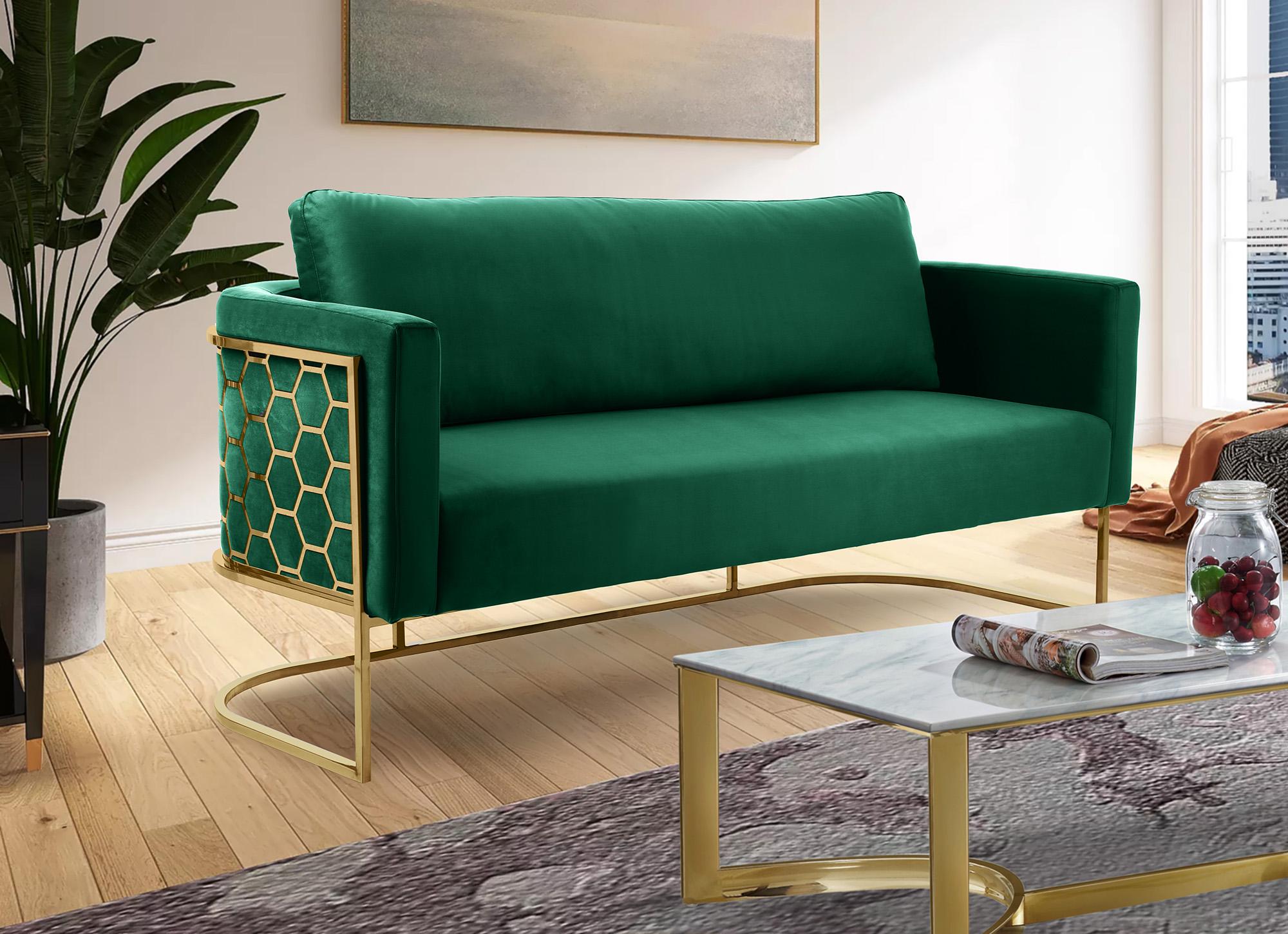 

    
 Order  Glam Gold & Green Velvet Sofa Set 2Pcs CASA 692Green-S Meridian Contemporary
