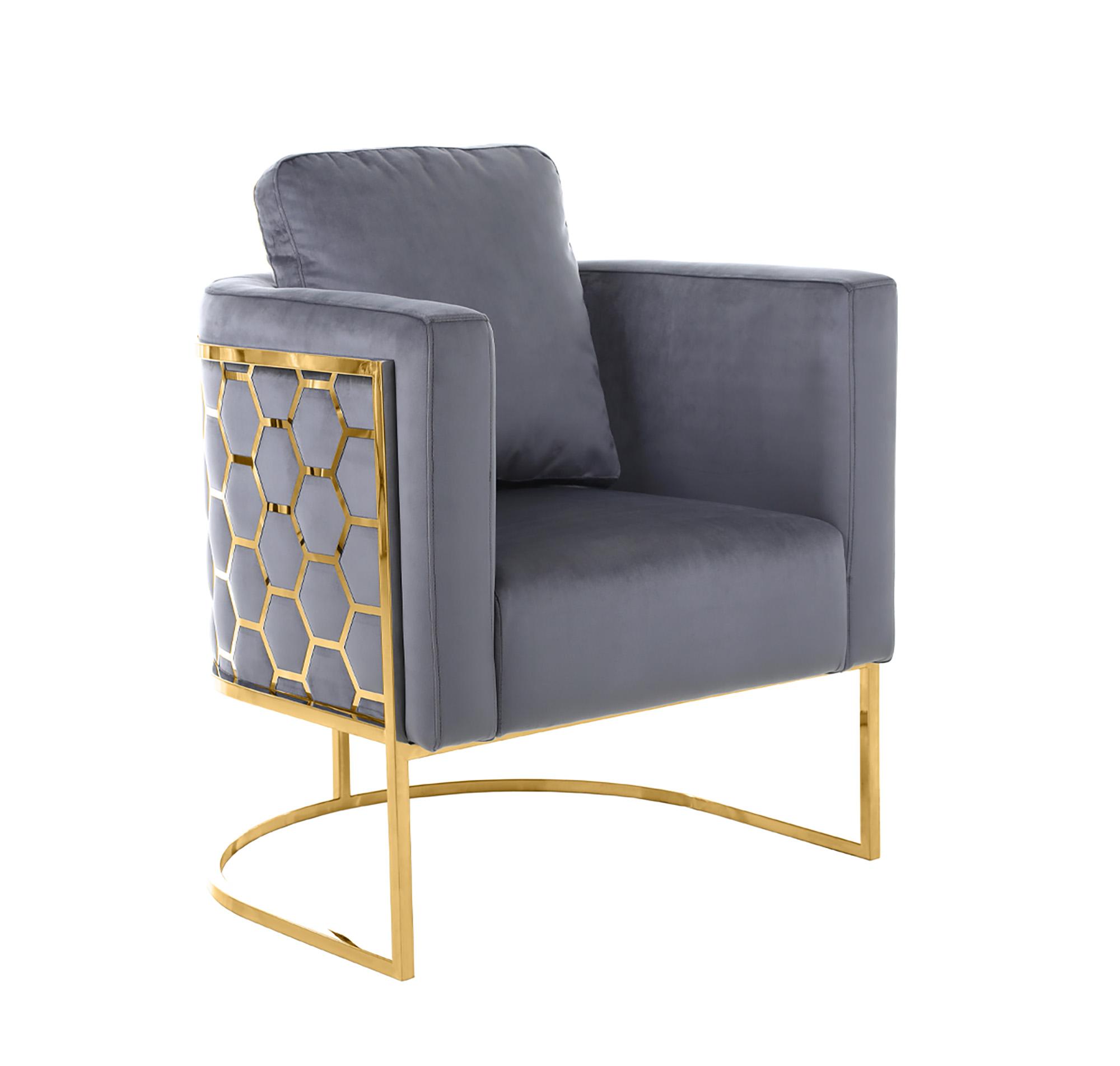

    
Glam Gold & Grey Velvet Chair CASA 692Grey-C Meridian Contemporary Modern
