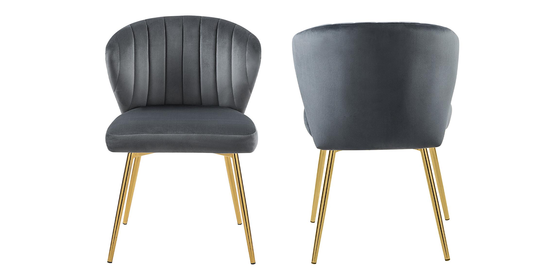 

    
Glam Gold & Grey Velvet Dining Chair Set 2Pcs FINLEY 707Grey Meridian Modern
