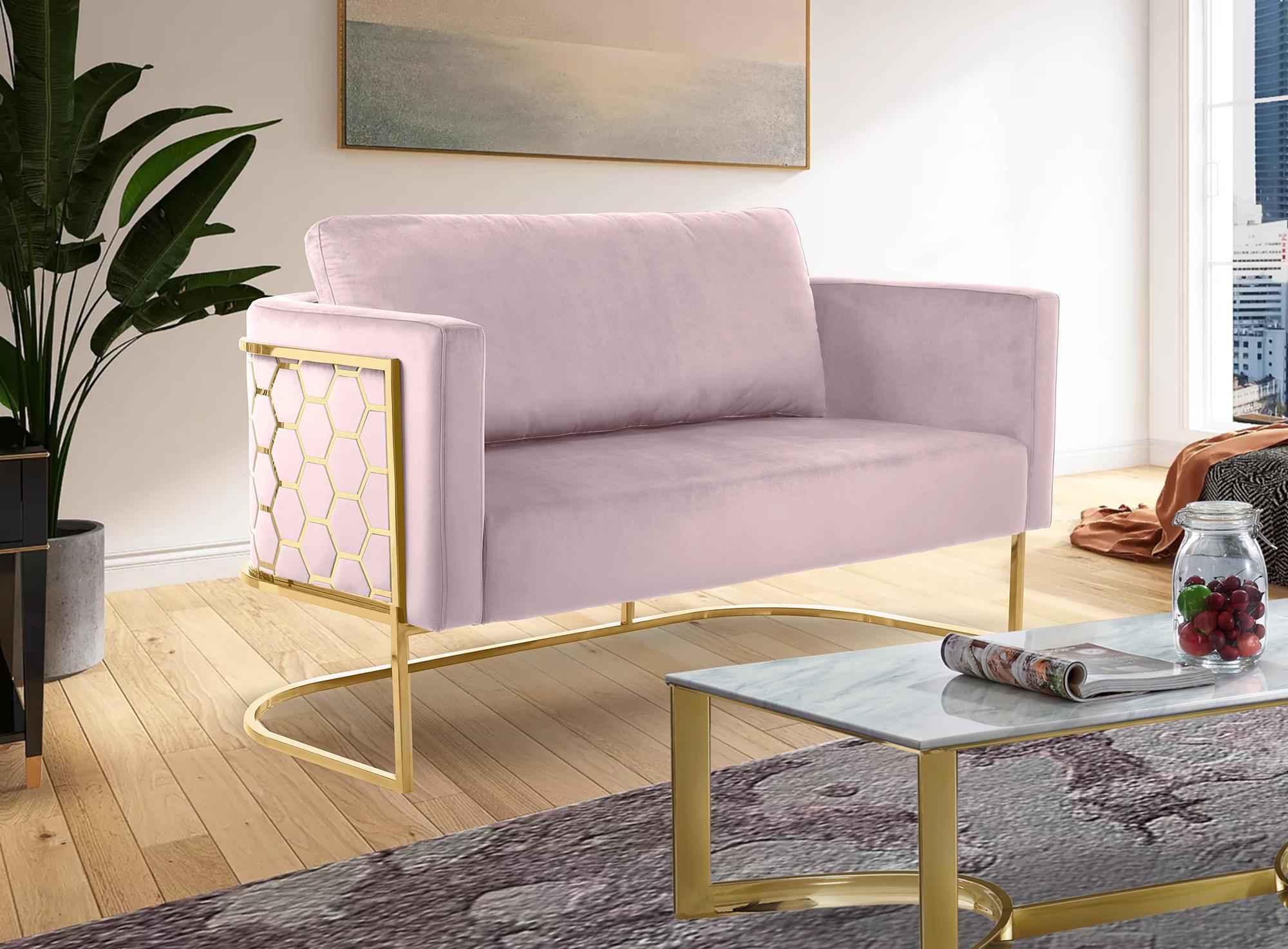 

    
 Shop  Glam Gold & Pink Velvet Sofa Set 2Pcs CASA 692Pink-S Meridian Contemporary Modern
