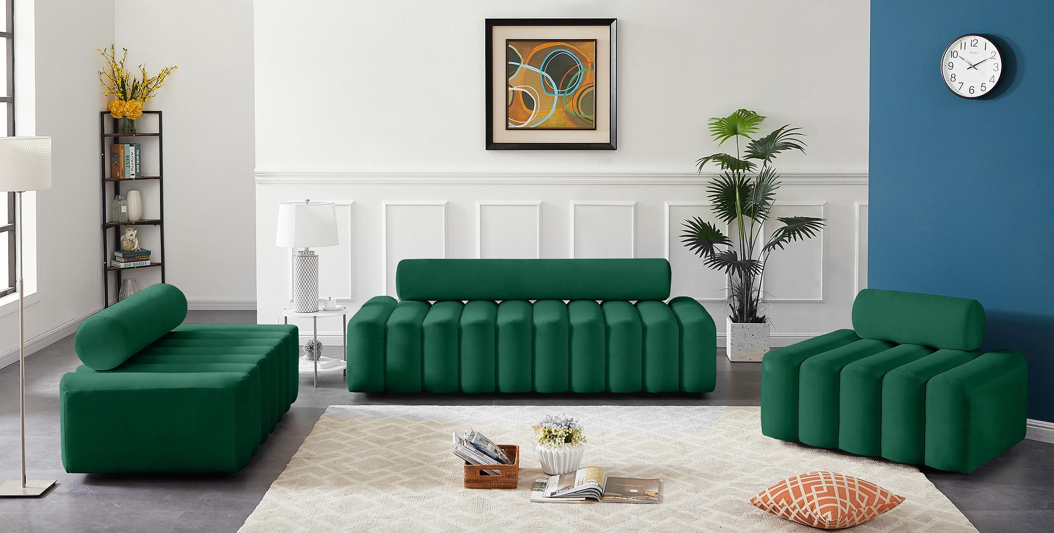 

    
Glam GREEN Velvet Channel Tufted Sofa Set 3Pcs Melody 647Green Meridian Modern
