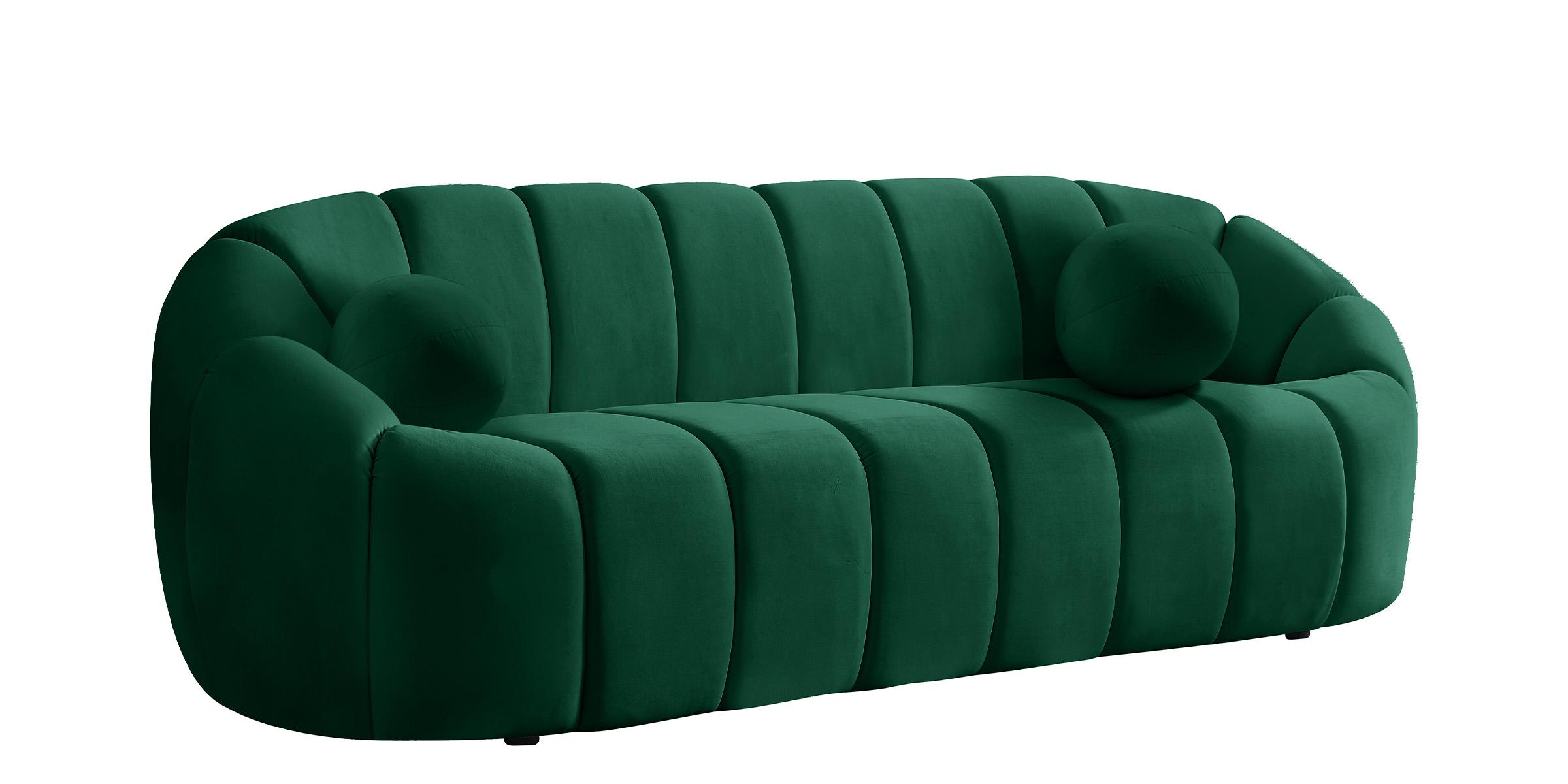 

    
Glam GREEN Velvet Channel Tufted Sofa ELIJAH 613Green-S Meridian Contemporary
