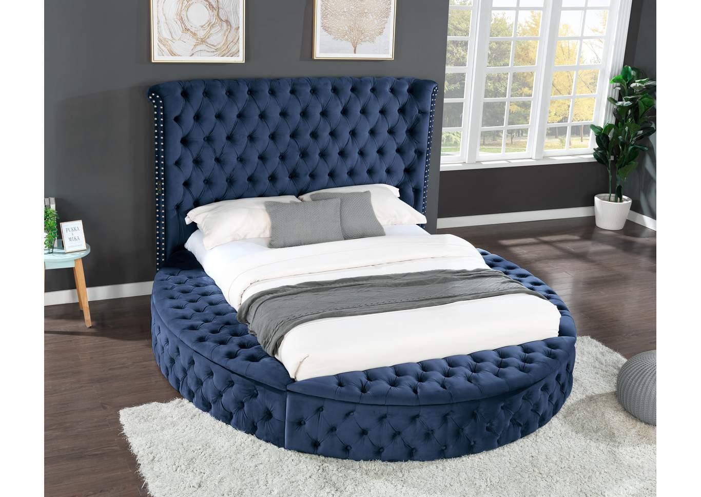 Contemporary, Modern Storage Bed HAZEL GHF-733569271290 in Blue Velvet