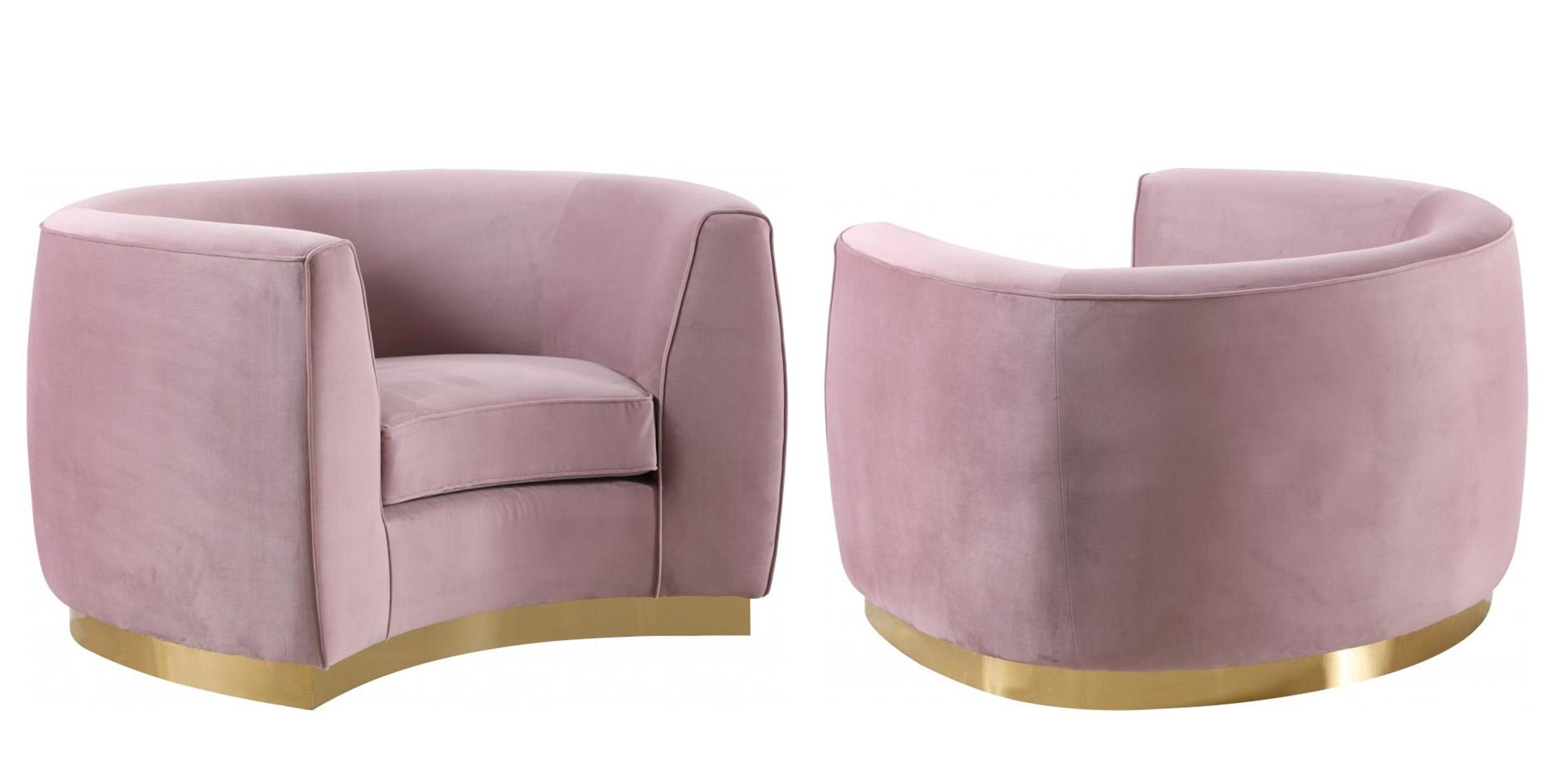 Contemporary, Modern Arm Chair Set Julian 620Pink-C-Set-2 620Pink-C-Set-2 in Pink Soft Velvet