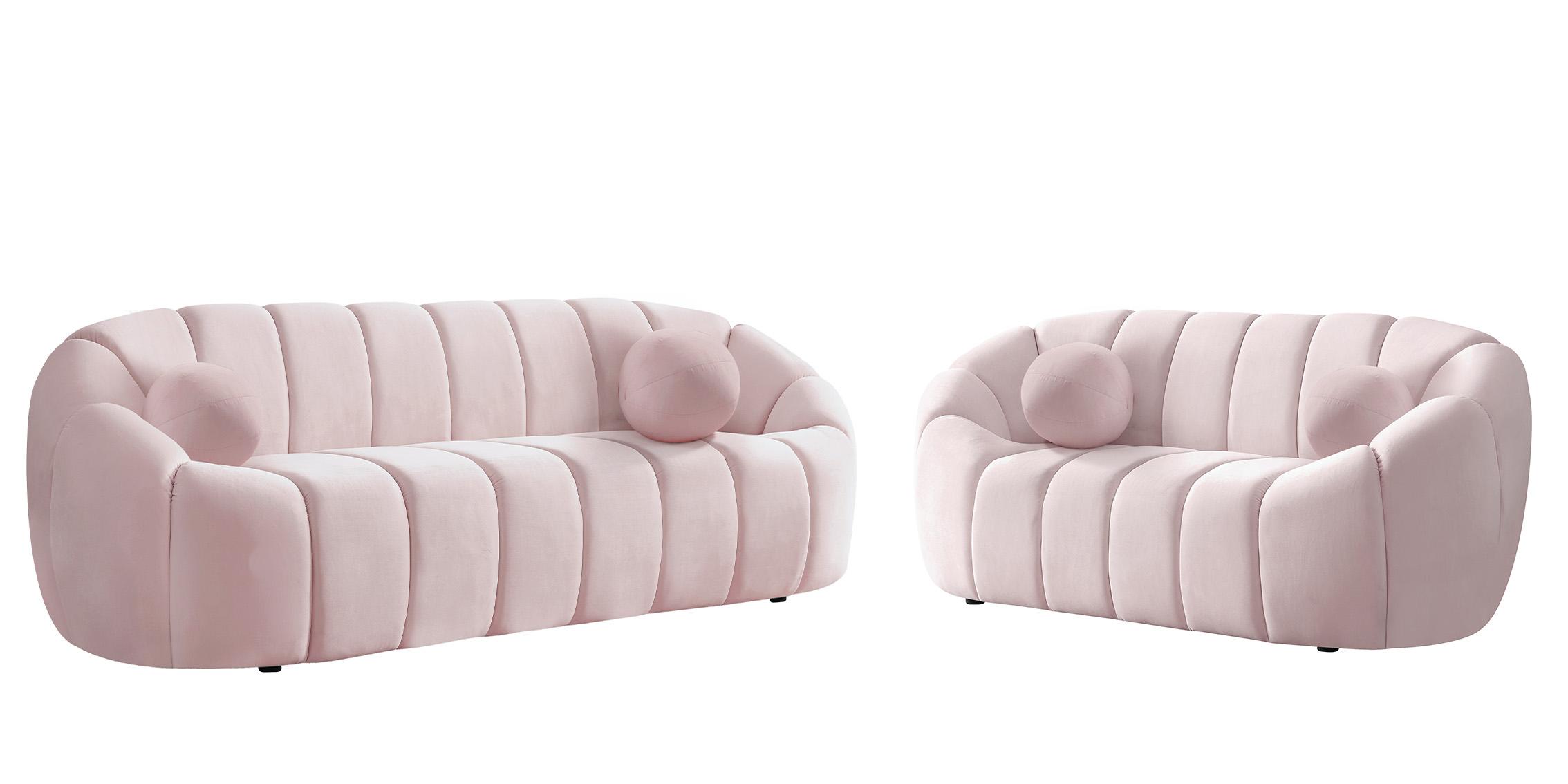 Contemporary, Modern Sofa Set ELIJAH 613Pink-S 613Pink-Set-2 in Pink Velvet