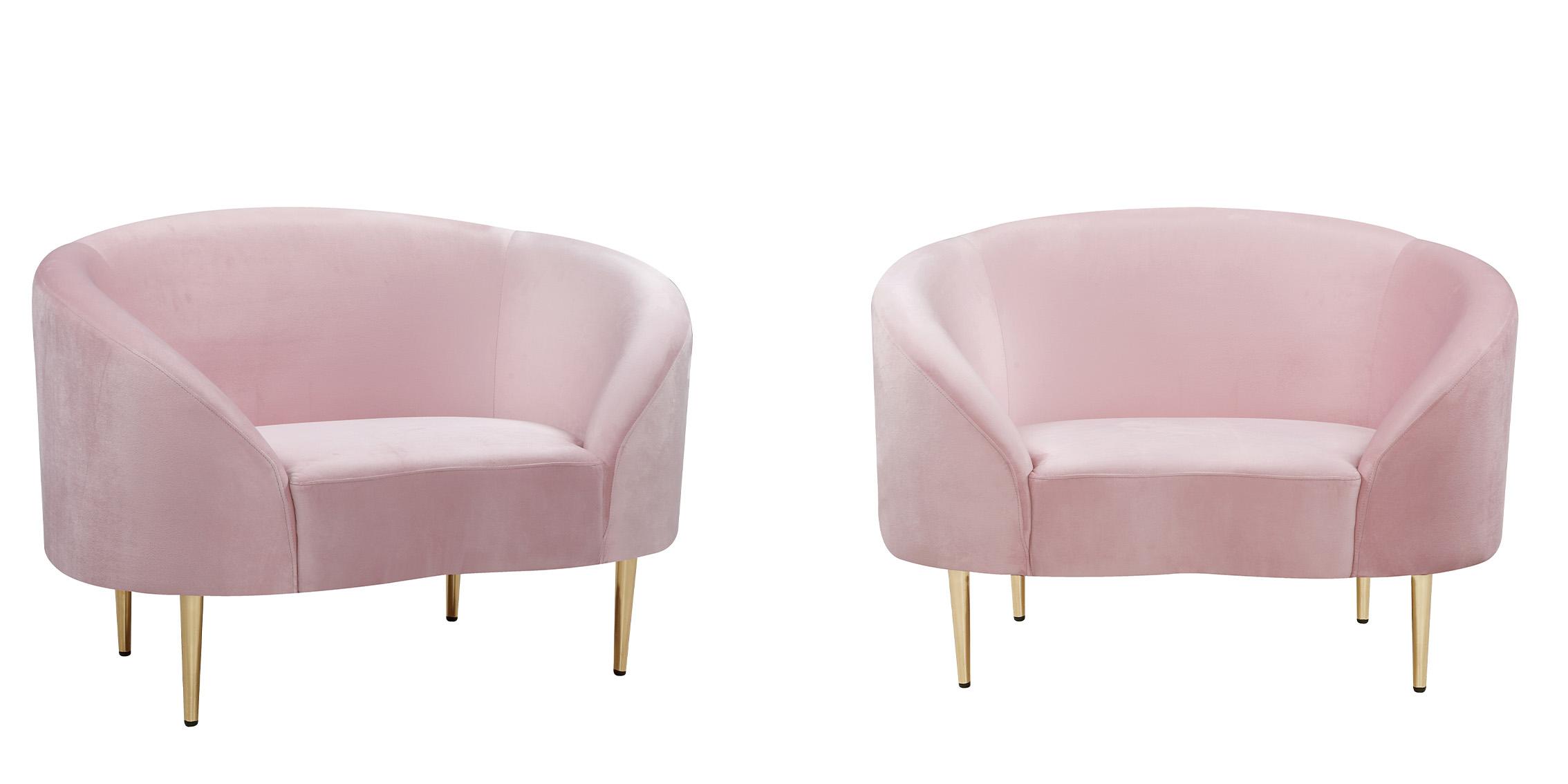 Contemporary, Modern Arm Chair Set RITZ 659Pink-C-Set-2 659Pink-C-Set-2 in Pink Velvet