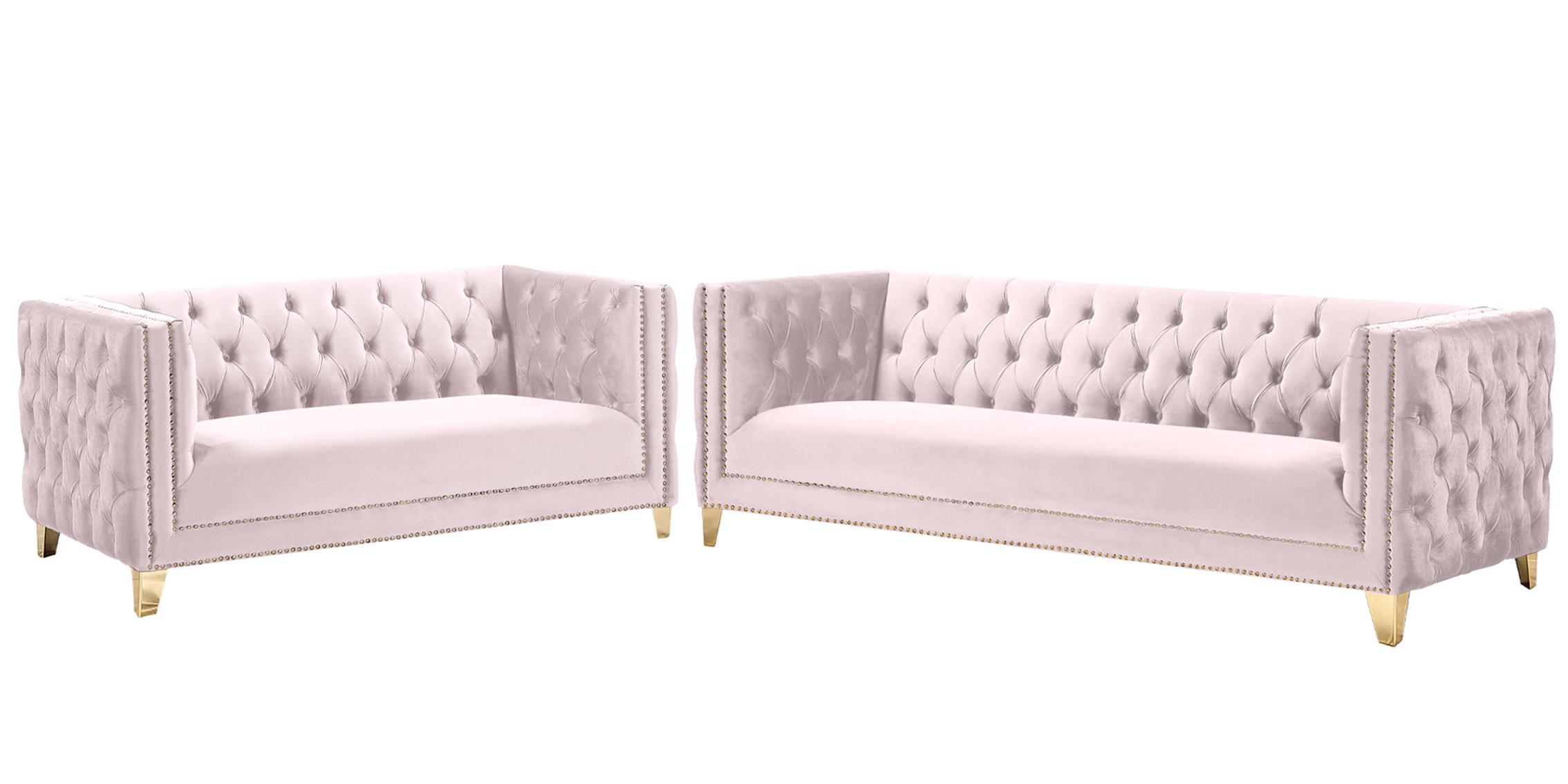 Contemporary, Modern Sofa Set MICHELLE 652Pink-S-Set-2 652Pink-S-Set-2 in Pink Velvet