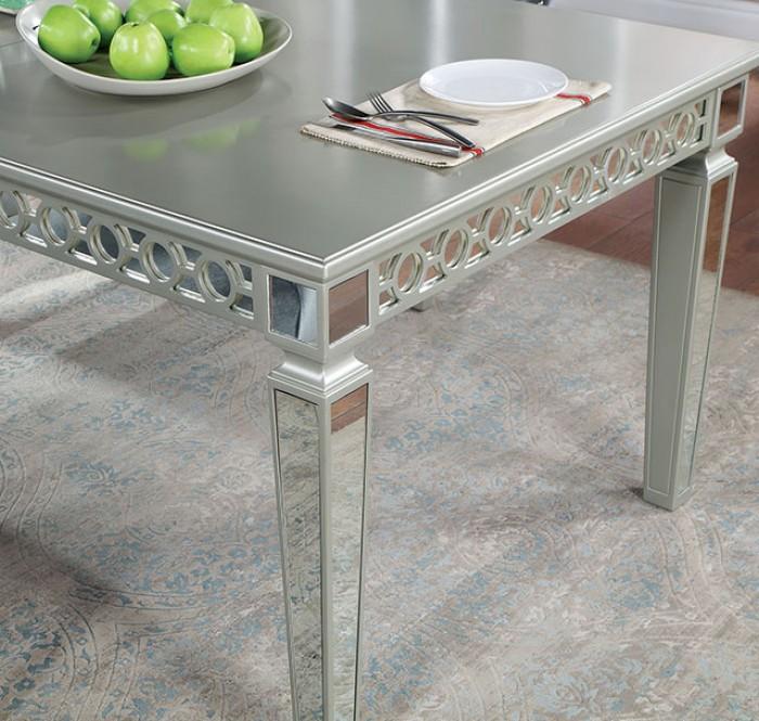 

    
Glam Silver/Dark Gray Solid Wood Dining Table Furniture of America Adalia CM3241SV-T
