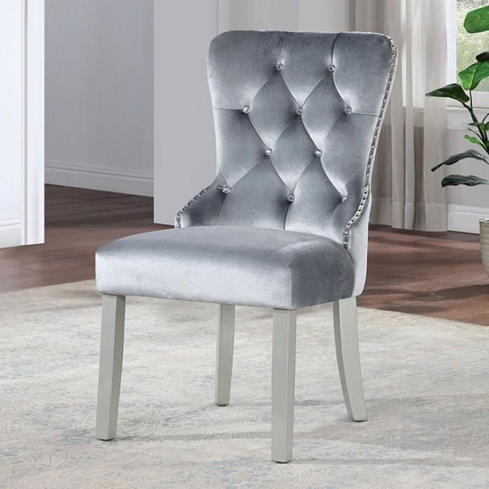 Contemporary, Transitional Side Chair Set Adalia Side Chair Set 2PCS CM3241GY-SC-2PK CM3241GY-SC-2PK in Dark Gray, Silver 