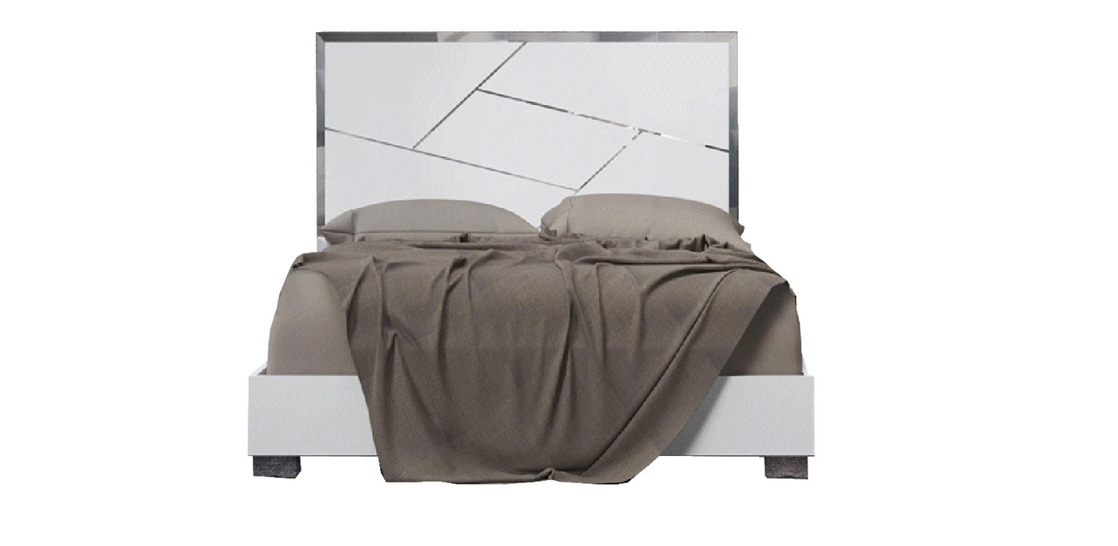 

    
White High Gloss King Bed Modern MADE IN ITALY ESF Dafne
