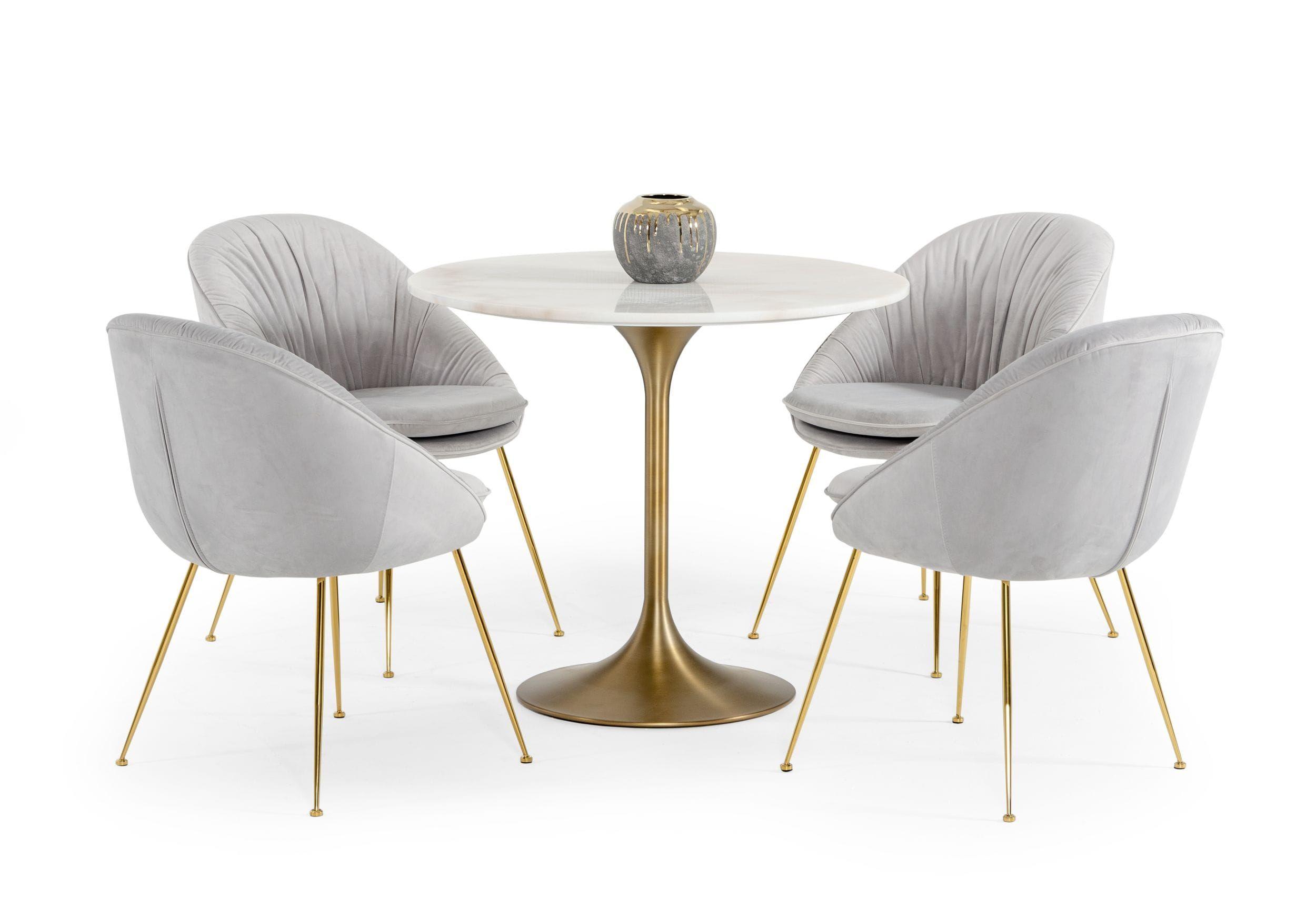 Contemporary, Modern Dining Table Collins VGGMM-DT-1089 in White, Gold 