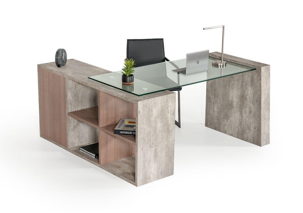 

    
Glass & Faux Concrete Home Office Desk by VIG Nova Domus Boston
