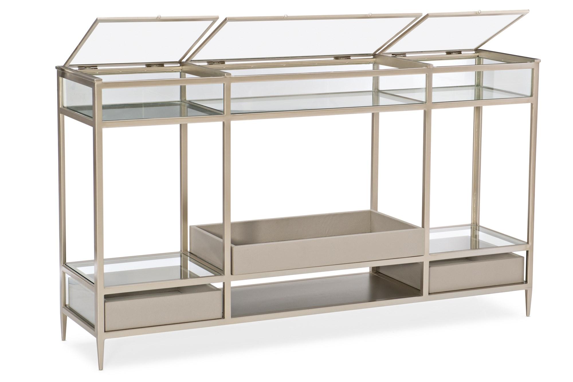 

    
Caracole FOR ALL THE WORLD TO SEE Console Table Metallic/Glass CLA-419-446
