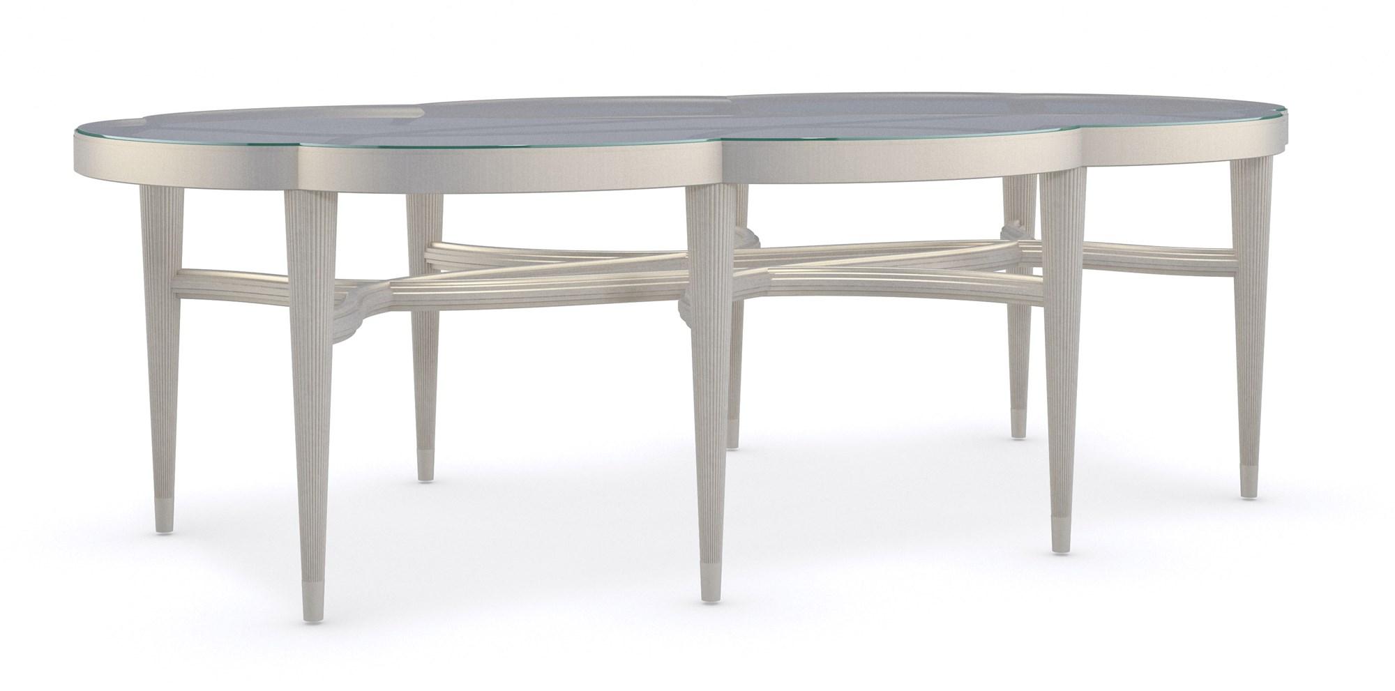Contemporary Coffee Table OVAL COCKTAIL TABLE C091-020-401 in Pearl Silver 