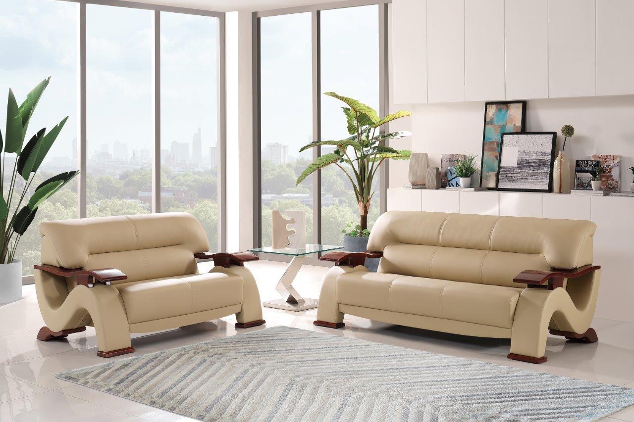 

    
Global Furniture U2033 Modern Design Cappuccino Bonded Leather Sofa Set 3Pcs

