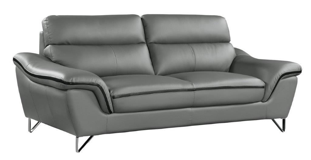 Contemporary Sofa 168 168-GRAY-S in Gray Leather gel match