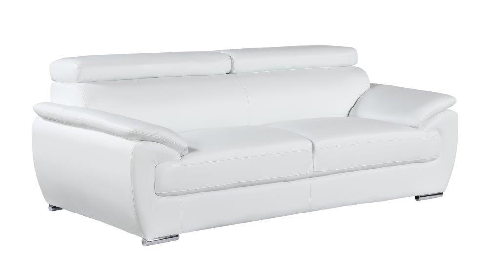 Contemporary Sofa 4571 4571-WHITE-S in White Leather Match
