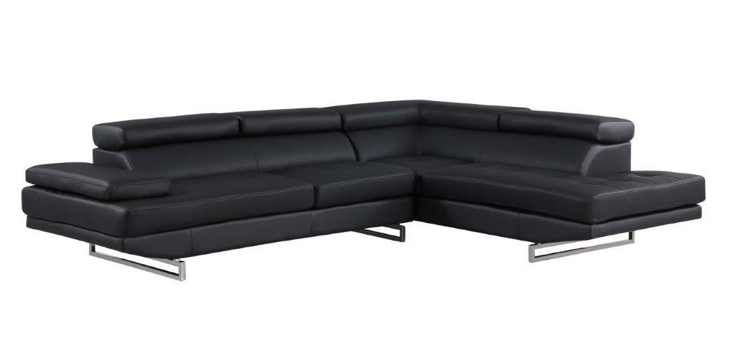 Contemporary Sectional Sofa 8136-BLACK-RAF 8136-BLACK-RAF in Black Faux Leather