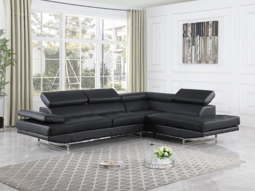 

    
BLACK Faux Leather Air Sectional RAF Contemporary Global United 8136-SEC
