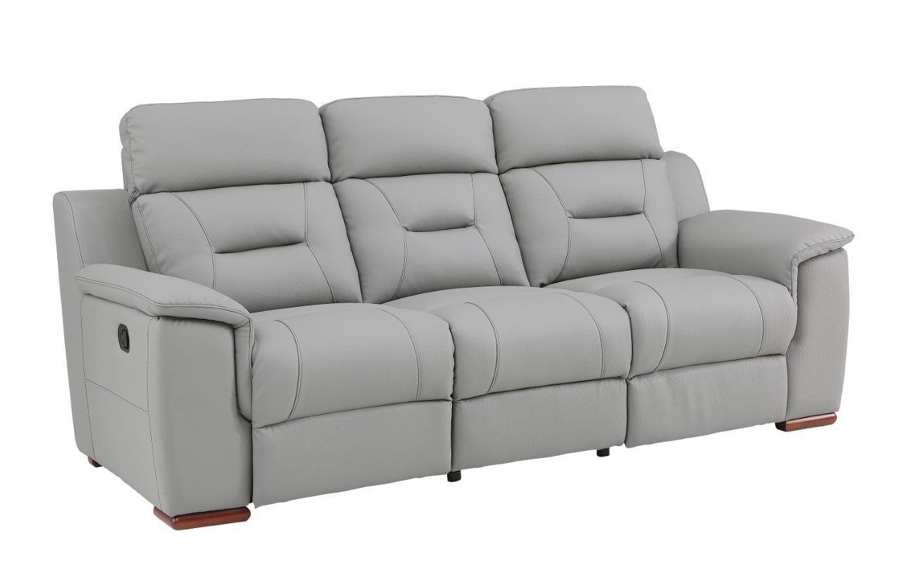 

    
Contemporary Gray Leather Gel / Match Recliner Sofa Global United 9408
