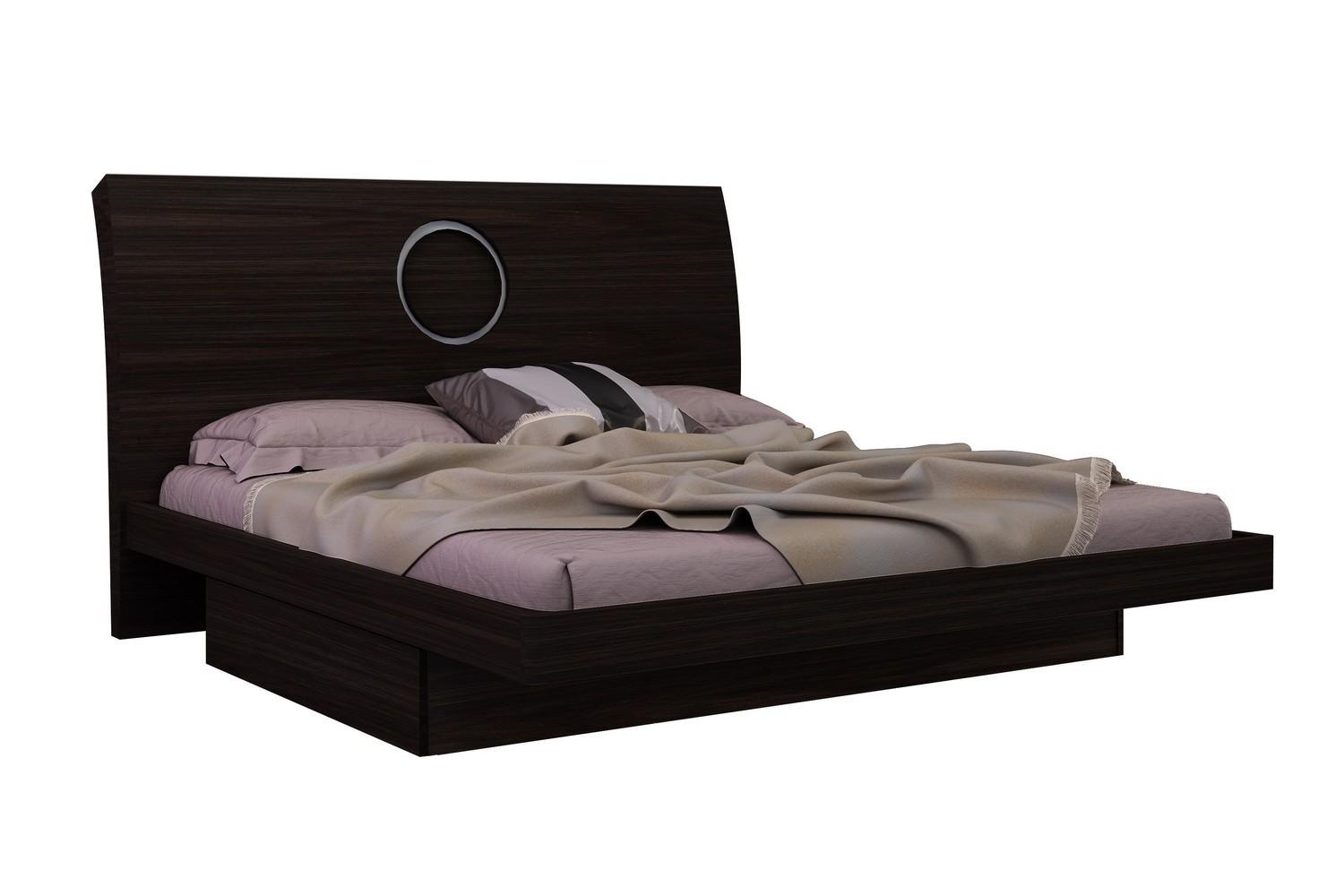 

    
Wenge High Gloss Finish Queen Size Bed Modern Monte Carlo Global United
