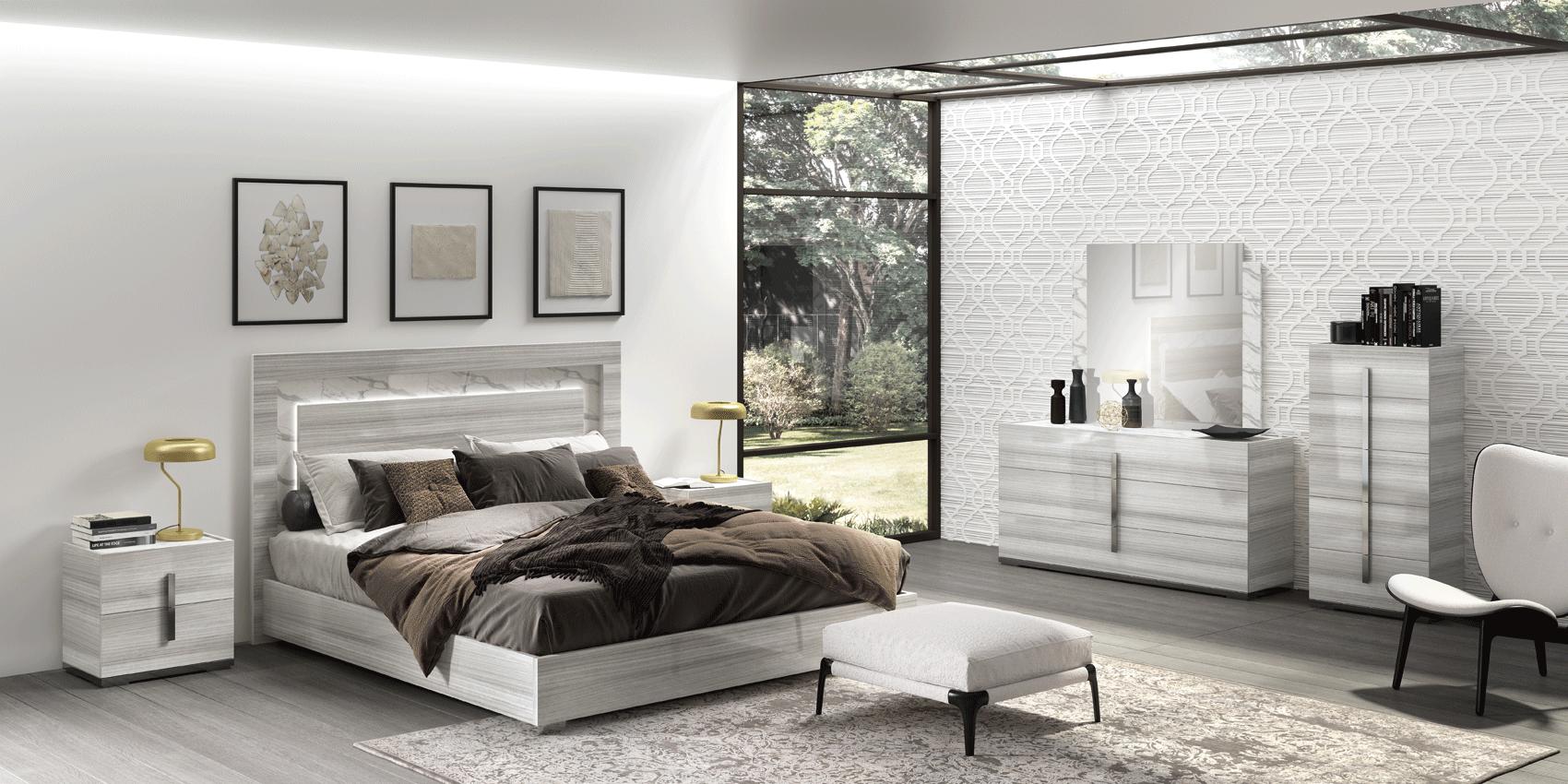 Contemporary, Modern Platform Bedroom Set CARRARABEDQSGREY CARRARABEDKSGREY-2NDMC-6PC in Gray 