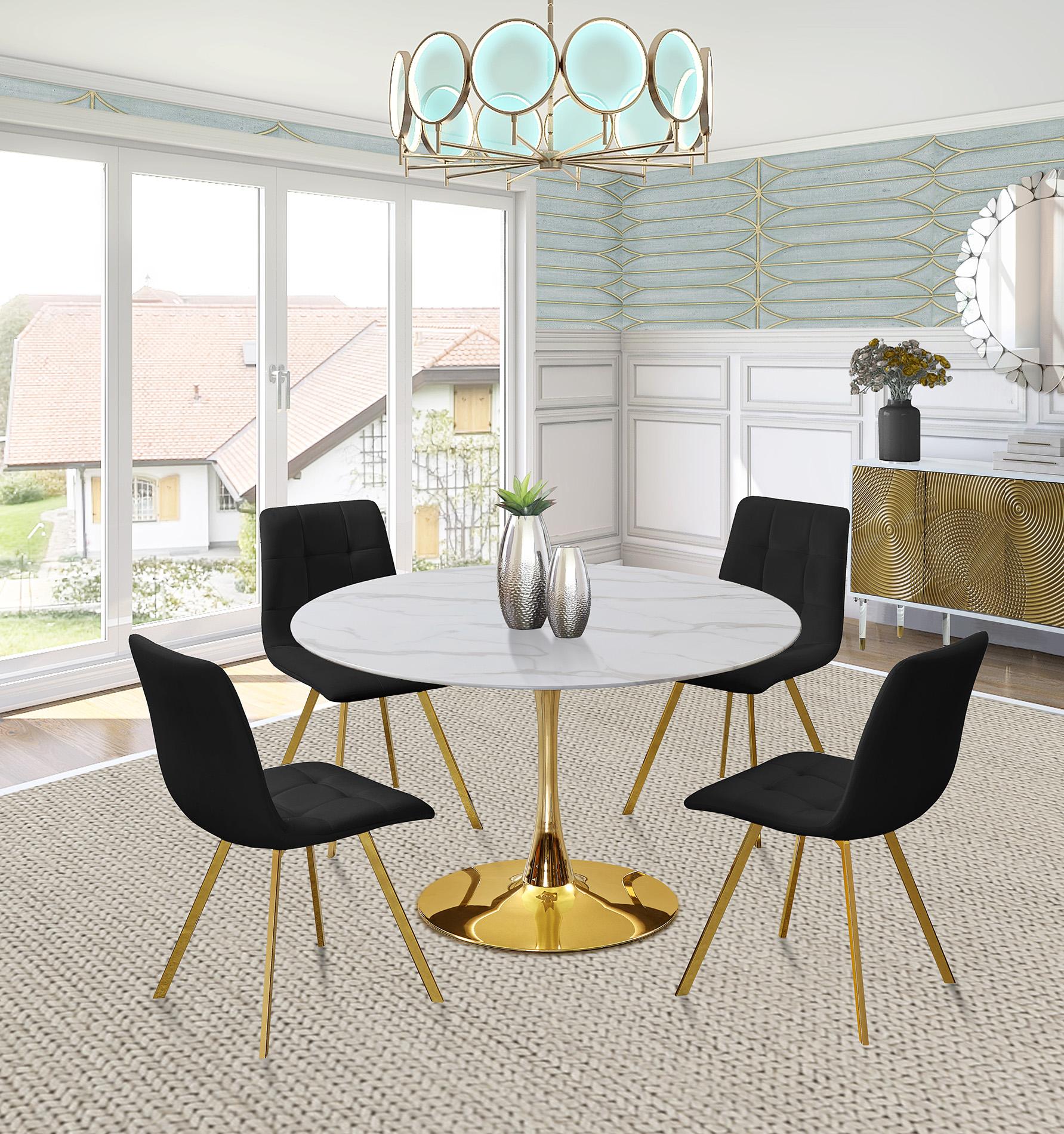 

        
Meridian Furniture ANNIE 979Black-C Dining Chair Set Gold/Black  753359800615
