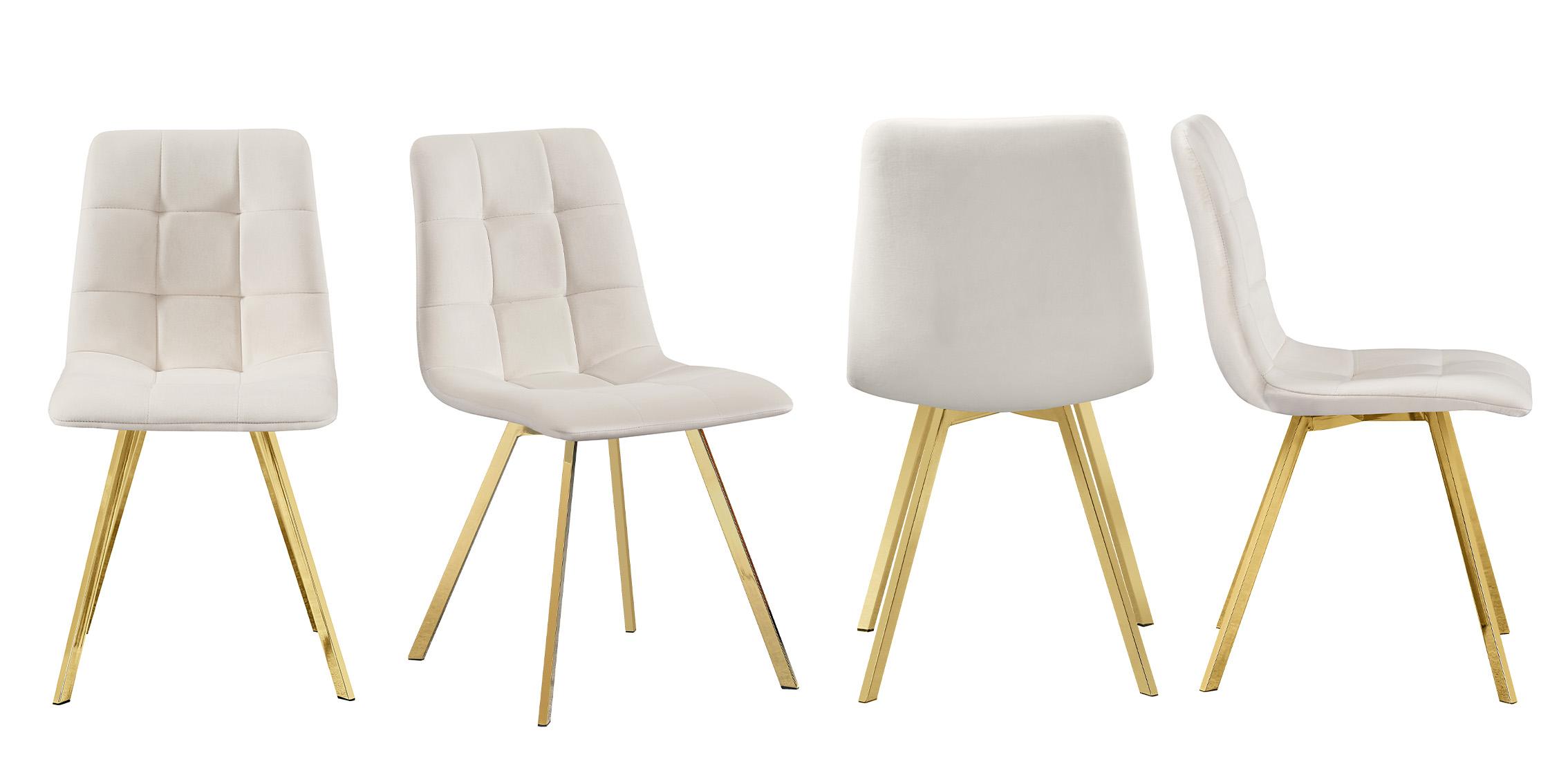 

    
Gold & Cream Velvet Dining Chair Set 4 Pcs ANNIE 979Cream-C Meridian Modern
