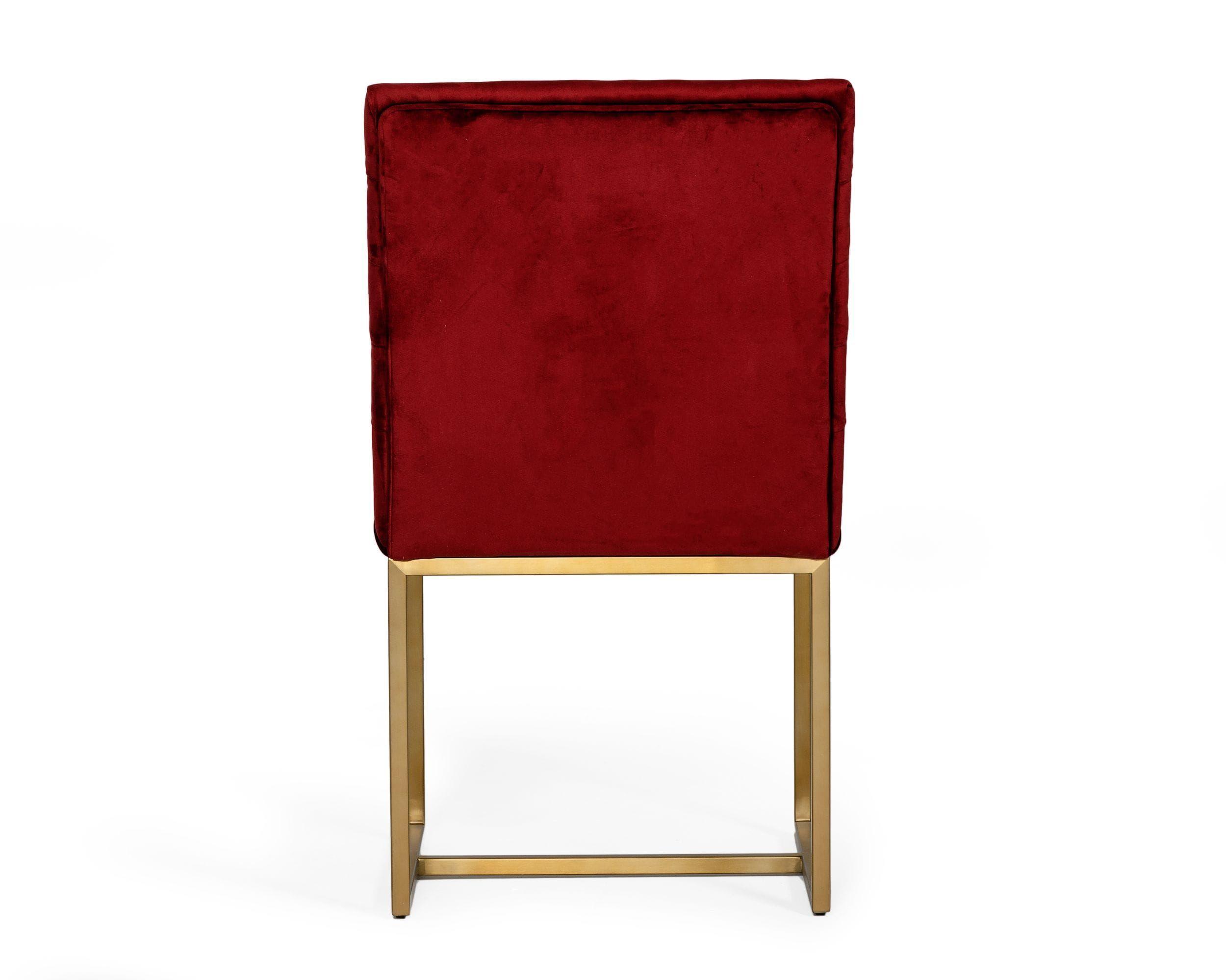 

    
 Order  Gold Legs & Glass Top Dining Table + 4 Red Chairs by VIG Modrest Dandy
